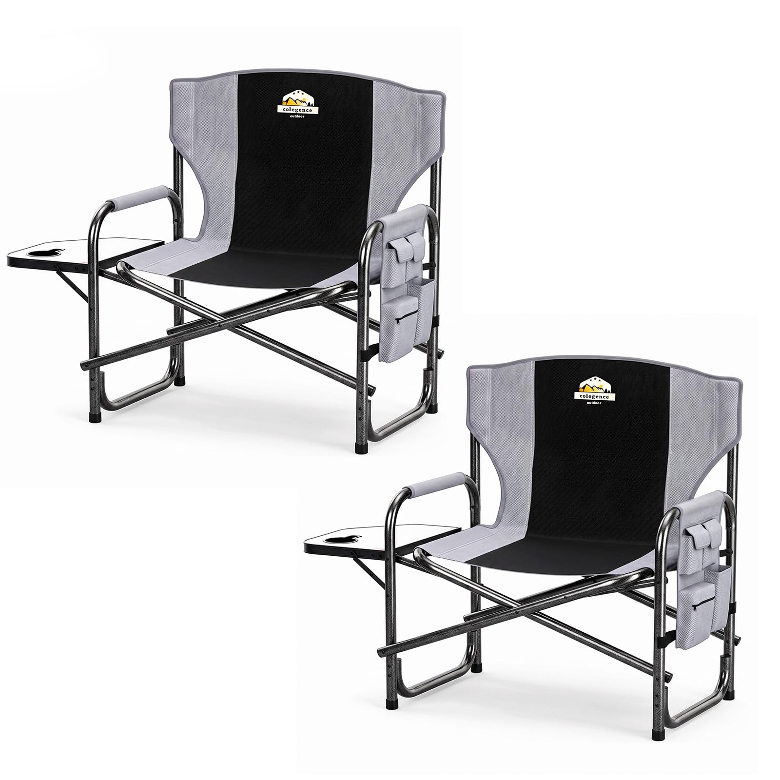 Colegence oversized camping chair 600 lbs heavy duty steel frame black