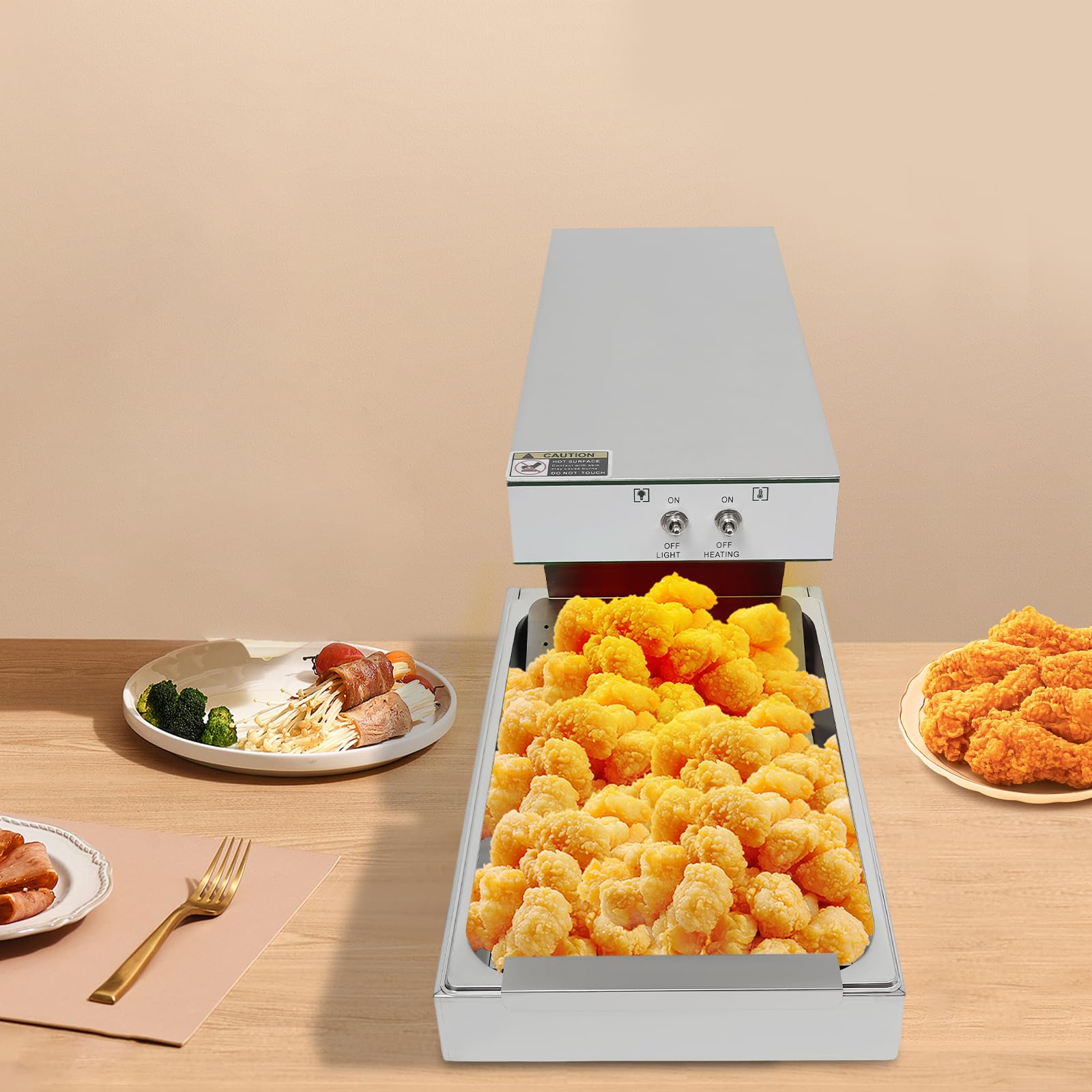 Ponte termico professionale da 750 W, con illuminazione fino a 80 °C, scalda patatine fritte con pala per bar, snack bar, ecc