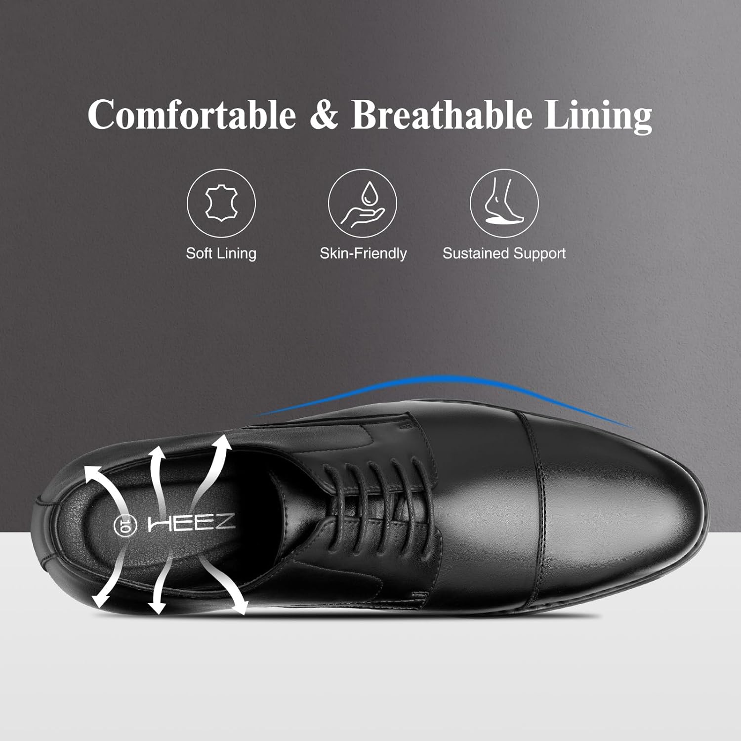 HEEZ Men's Dress Shoes, Classic Cap Toe Oxford for Men Non Slip, Comfortable Lace Up Derby Shoes for Formal Business Work Wedding Office Prom - Image 5