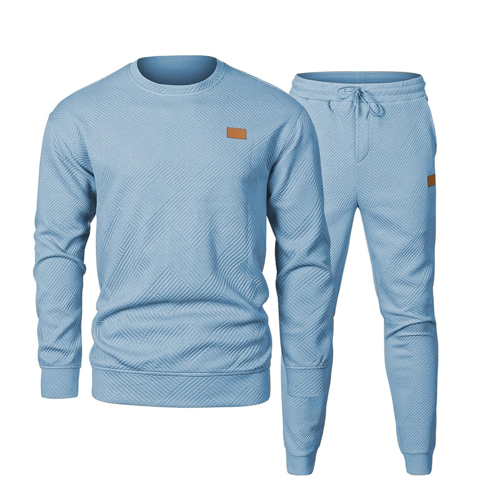 Męski dres treningowy, 2-częściowy, bluza i joggery, niebieska, odzież sportowa dla mężczyzn, miękka bawełniana odzież wypoczynkowa, lekki wygodny dres treningowy na siłownię lub do codziennego