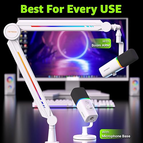 Miniatura 7 de IXTECH Micrófono USB para juegos para PC, micrófono condensador con cancelación de ruido para podcasts y transmisión de video con soporte para