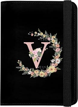 Cute Passport Holder and Holder Combo Passport Cover with RFID Blocking Women Men Compatible Wallet Credit Card Protector Black-V