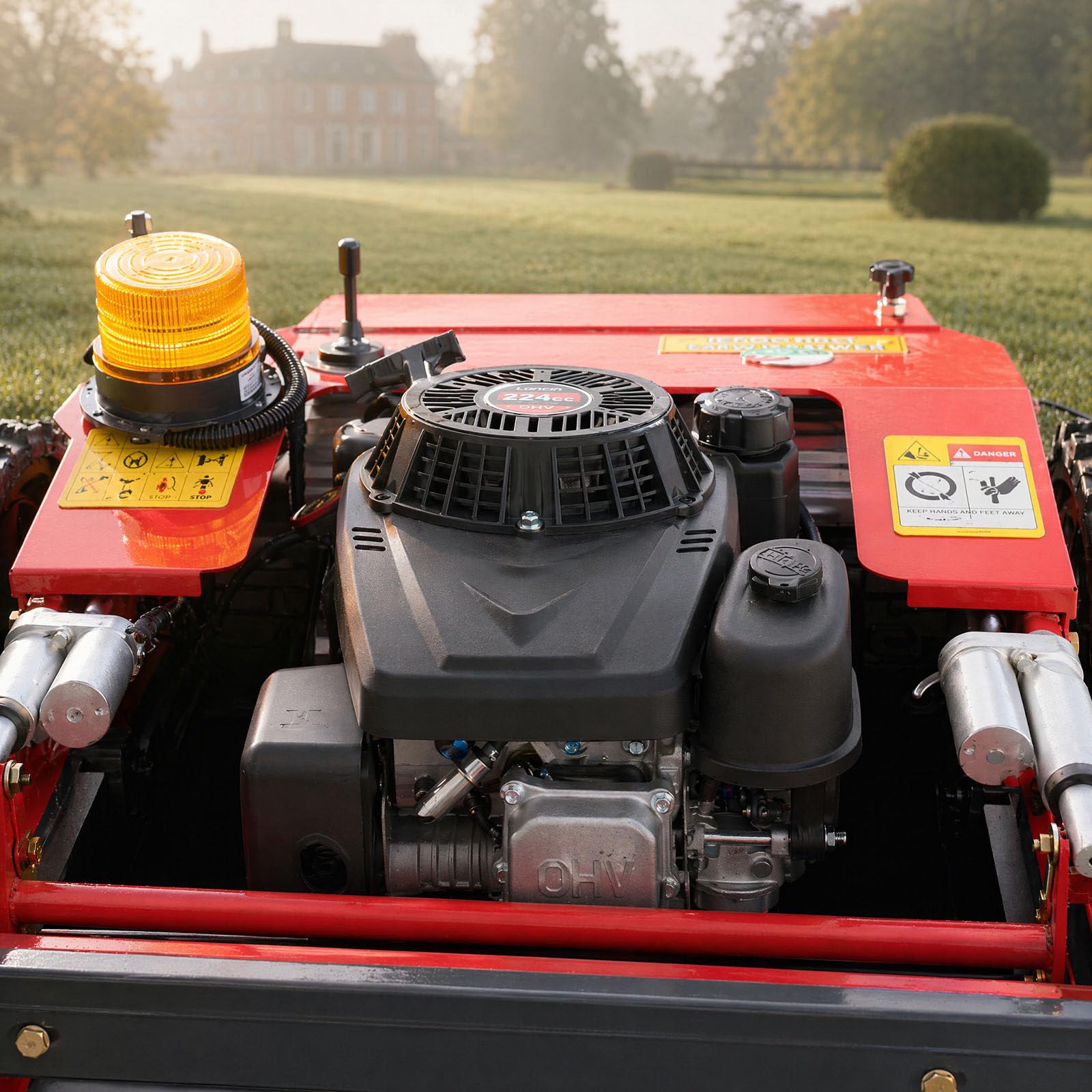 Cortacésped Oruga a Control Remoto – Motor De Gasolina 224 CC, Ancho De Corte 550 Mm, Capacidad De Pendiente 45°, Arranque Eléctrico + Arranque Manual, para Terrenos Empinados