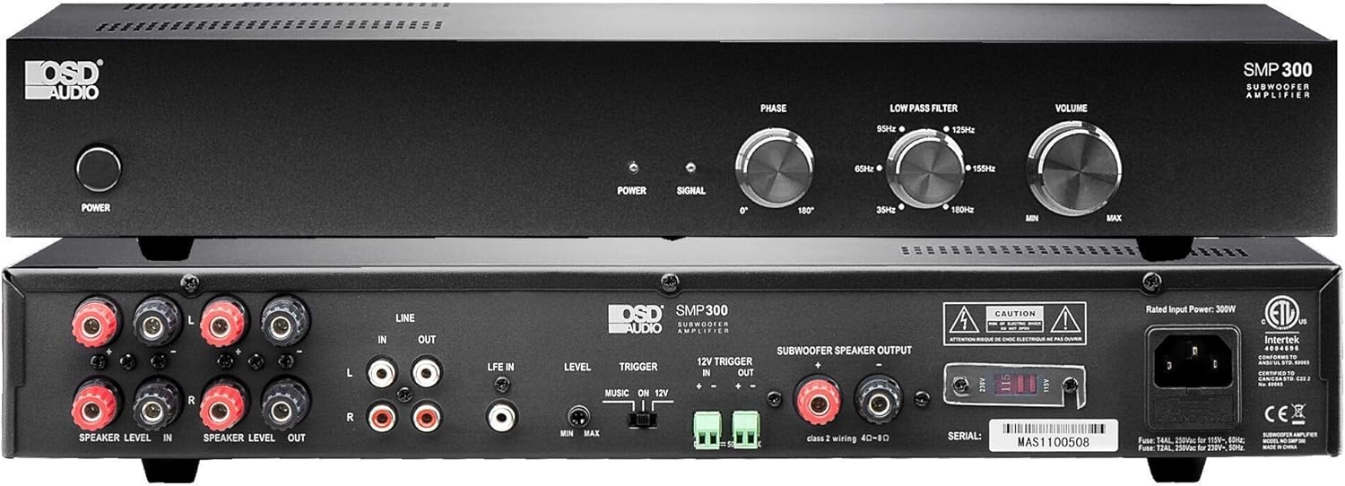 OSD Audio Dual 8" in-Wall Subwoofer SC800D w/ 500W Subwoofer Amplifier SMP300 - Powerful Hidden Bass, Perfect for Home Theaters and Living Rooms