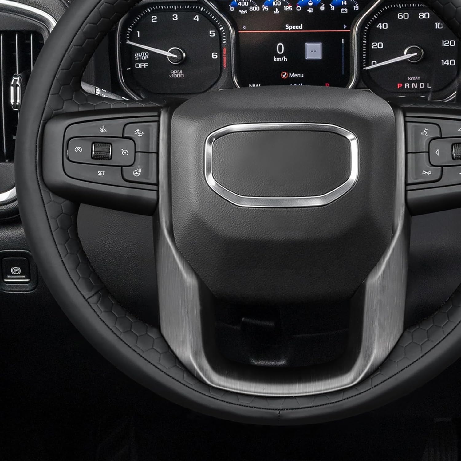 MEWANT Hand Stitch Steering Wheel Protector Wrap Cover for GMC Sierra 1500 2019-2023/Sierra 1500 Limited 2022/Sierra 2500 2020-2024/Sierra 3500 2020-2024/Yukon 2021-2023