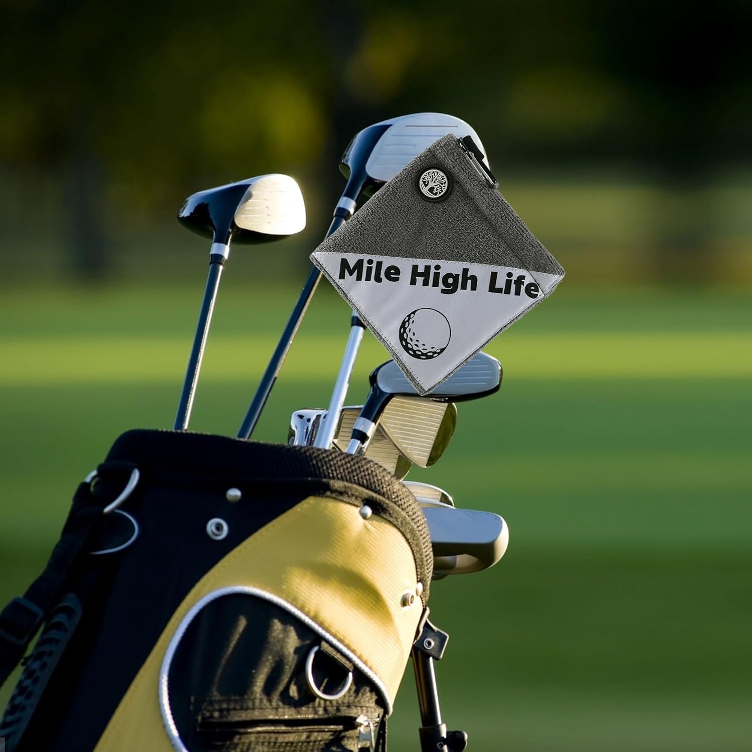 Mile High Life Golf Towel, Compact Pocket Size Golf Towels with Magnetic Clip & Carabiner, Super Absorbent, Perfect for Cleaning Golf Balls, Premium Golf Ball Towel (Gray) - Image 2