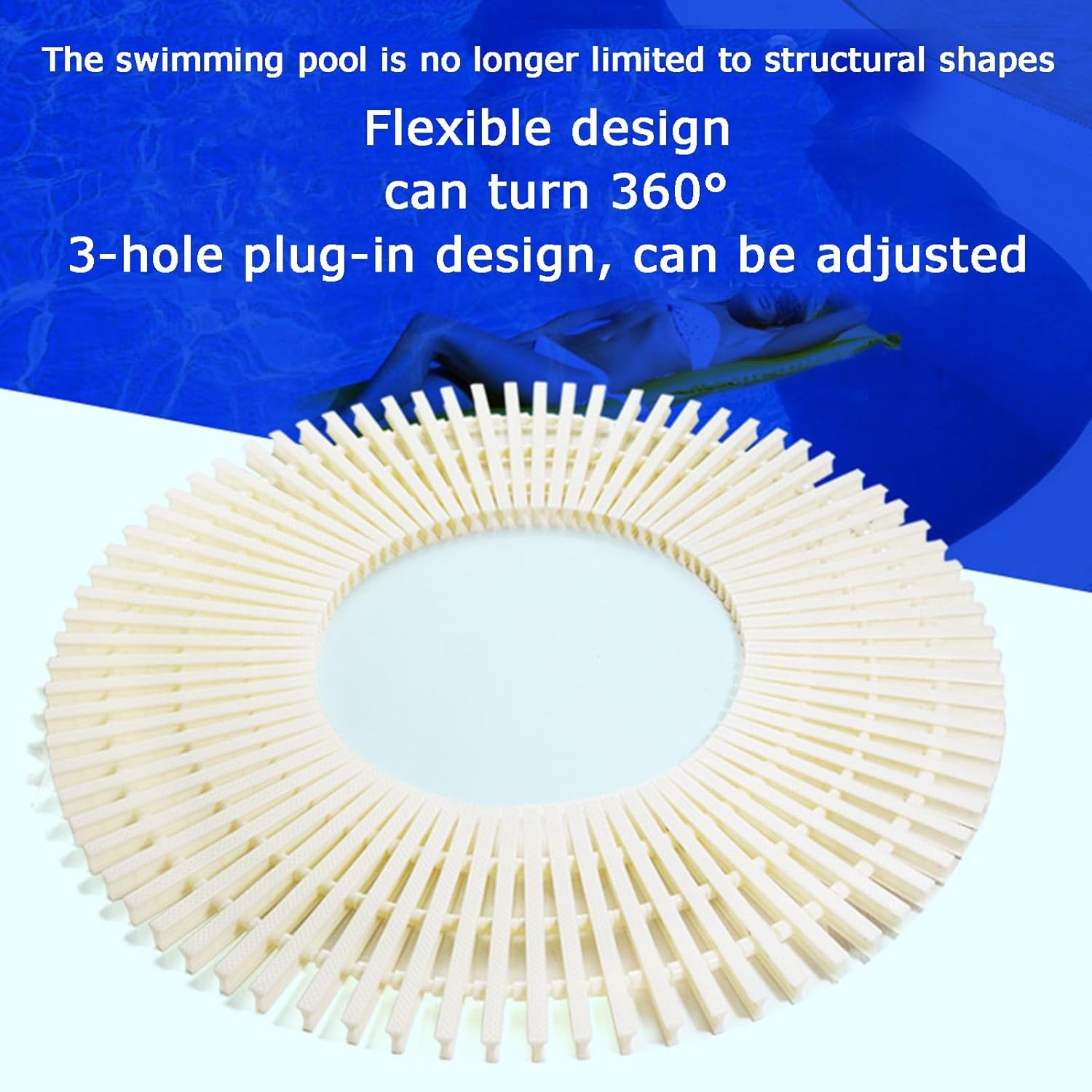 Swimming Pool Drainage Overflow Grating Gutter, Plastic Pool Deck and Floor Drain Overflow Grating Cover White Multiple Sizes(30x100CM/5pieces)