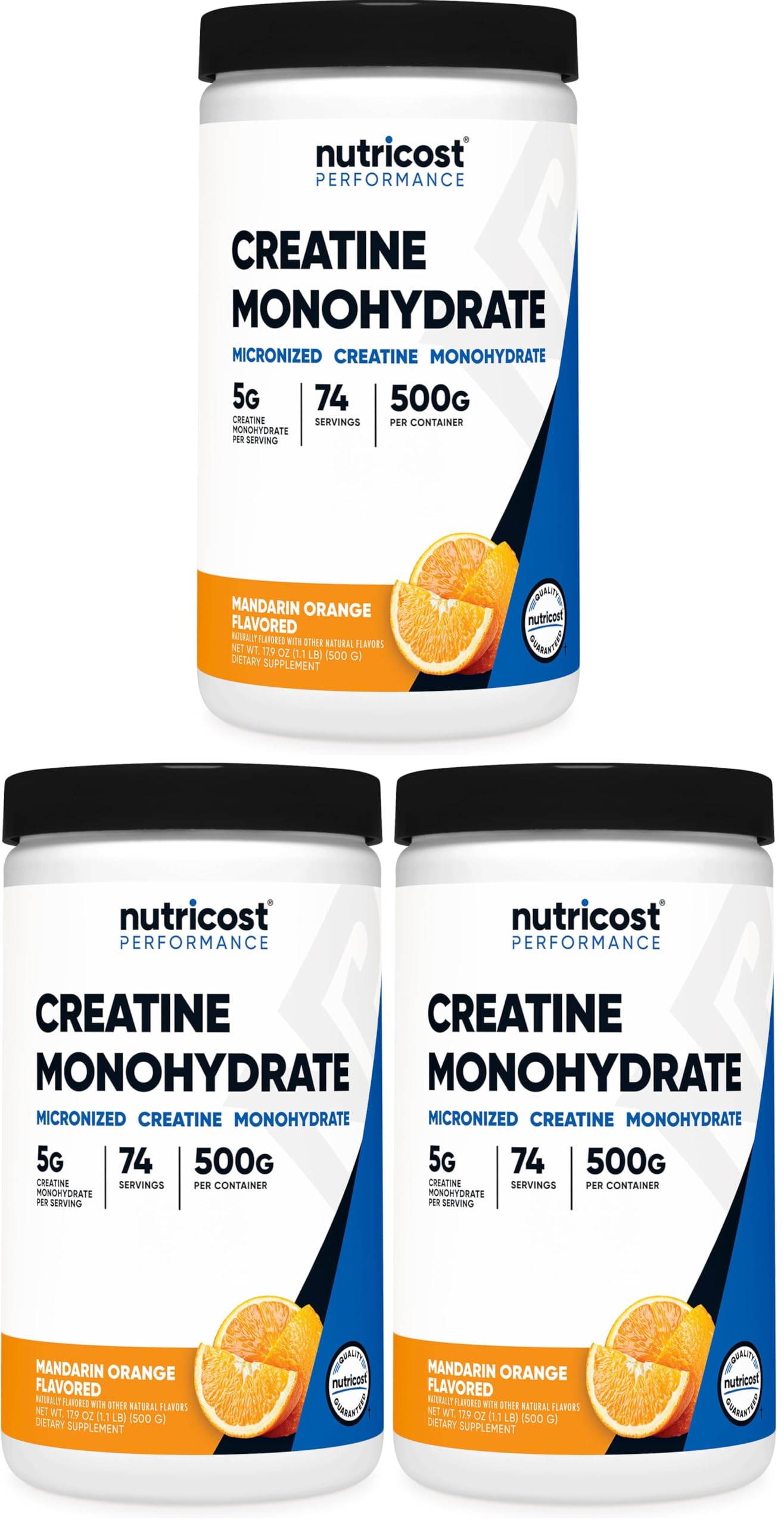 Nutricost Creatine Monohydrate Powder (Mandarin Orange, 500 Gram) - Micronized Creatine Supplement - Vegan, Non-GMO, Gluten Free (Pack of 3) Mandarin Orange 500 Gram (Pack of 3)