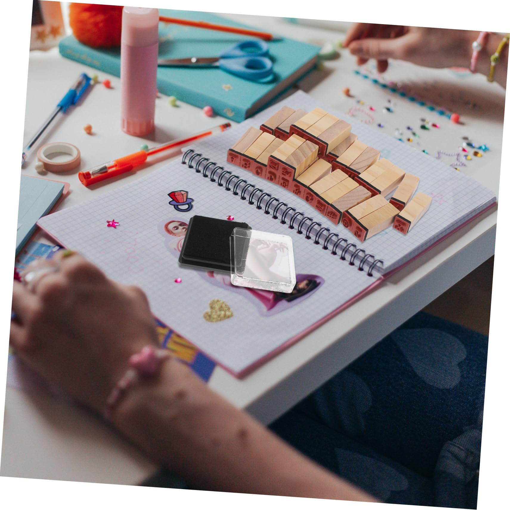 40 Pezzi Set Timbri In Legno Alfabeto Completo Con Tampone – Francobolli Per Scrapbooking, Biglietti E Fai Da Te - 4