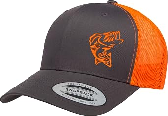 Jumping Bass Trucker Hat Embroidered Fishing Snapback Cap for Men & Women, Breathable Mesh Outdoor Hat