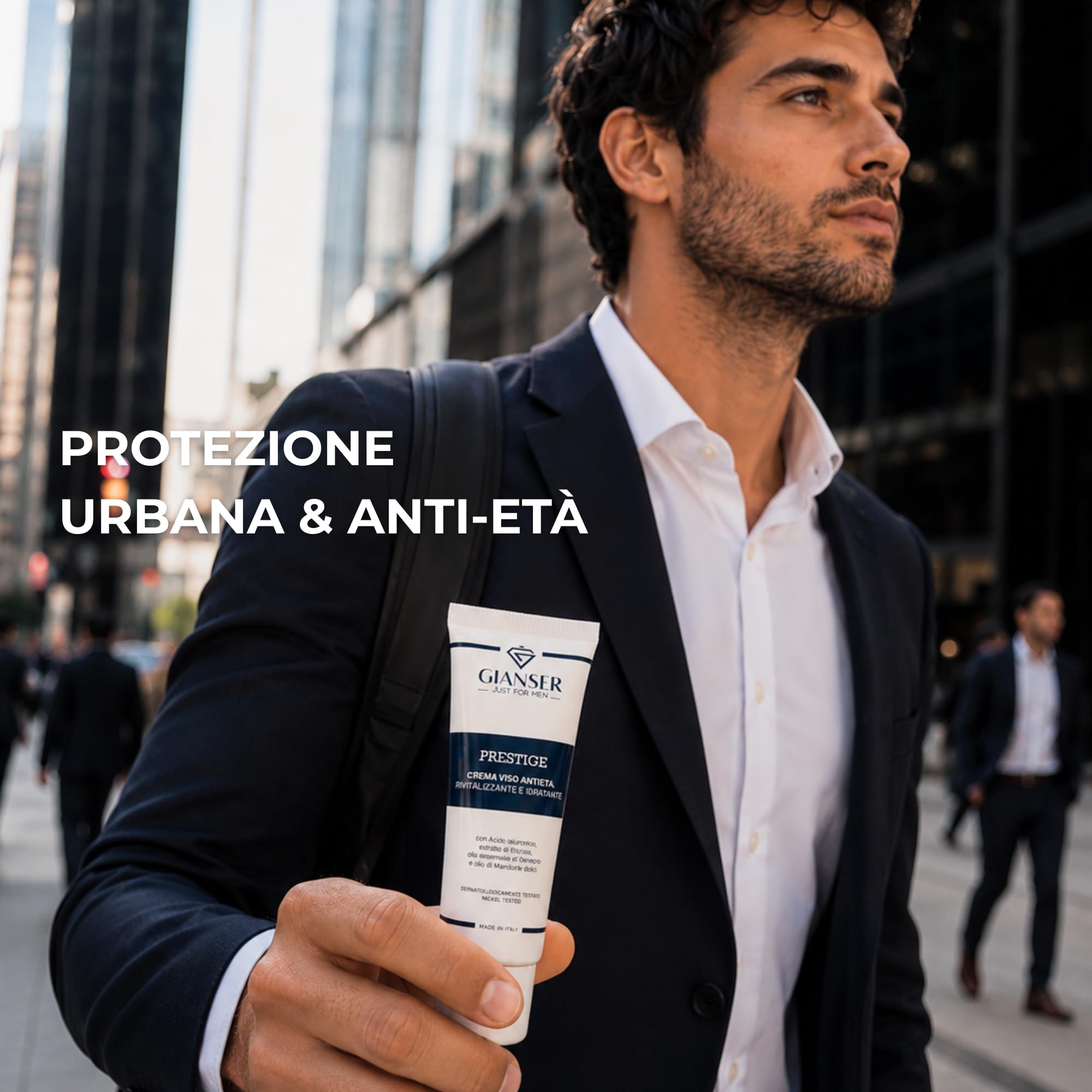 Crème Visage Anti-Âge 24H Bio-Vegan Homme | Soin Fermeté & Anti-Sébum à l'Acide Hyaluronique, Argan et Hélichryse | Peaux Matures & Mixtes | 50ml