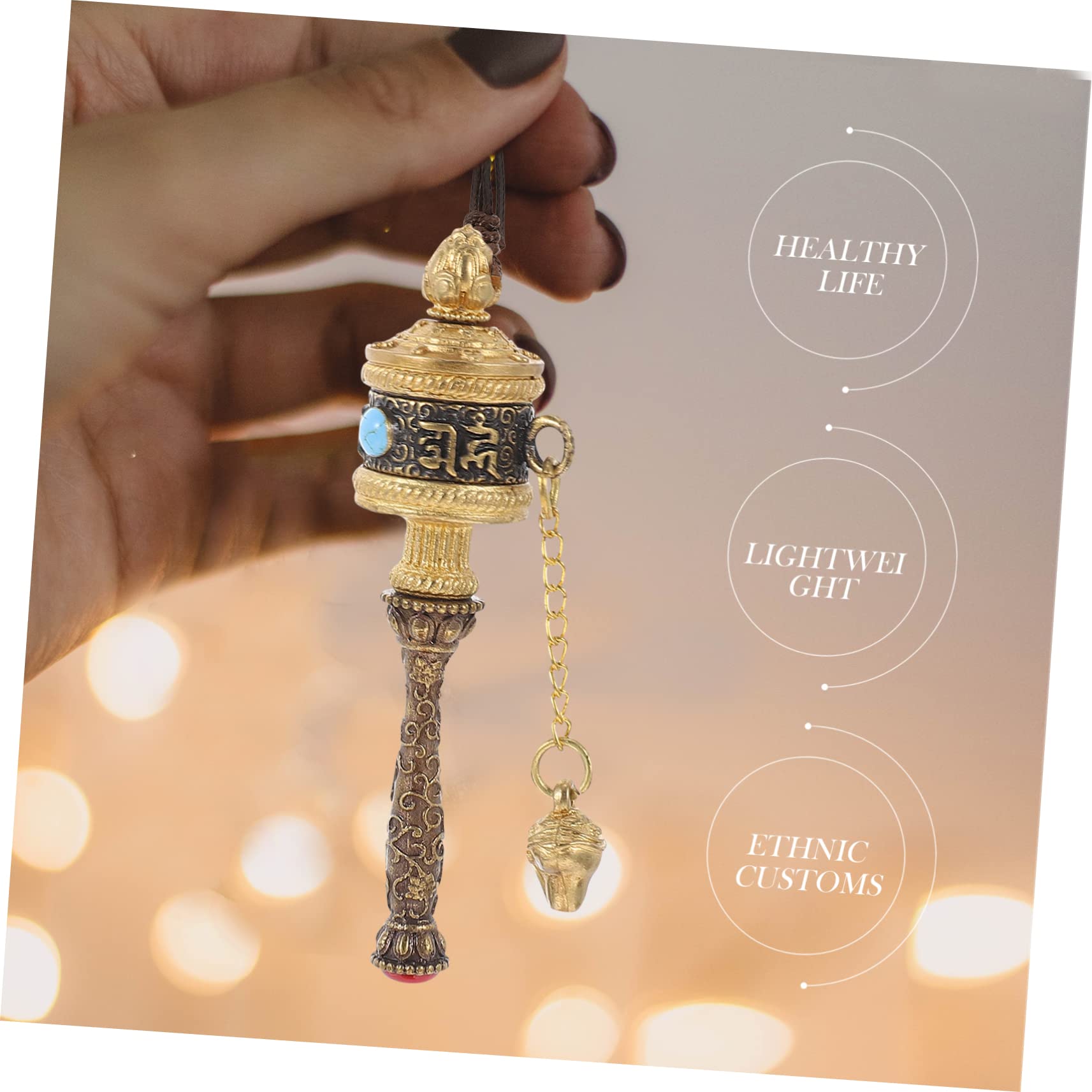 Koło modlitewne, Wheel Tibetan Handheld Prayer Hand-Cranked for Meditation Yoga Home Office