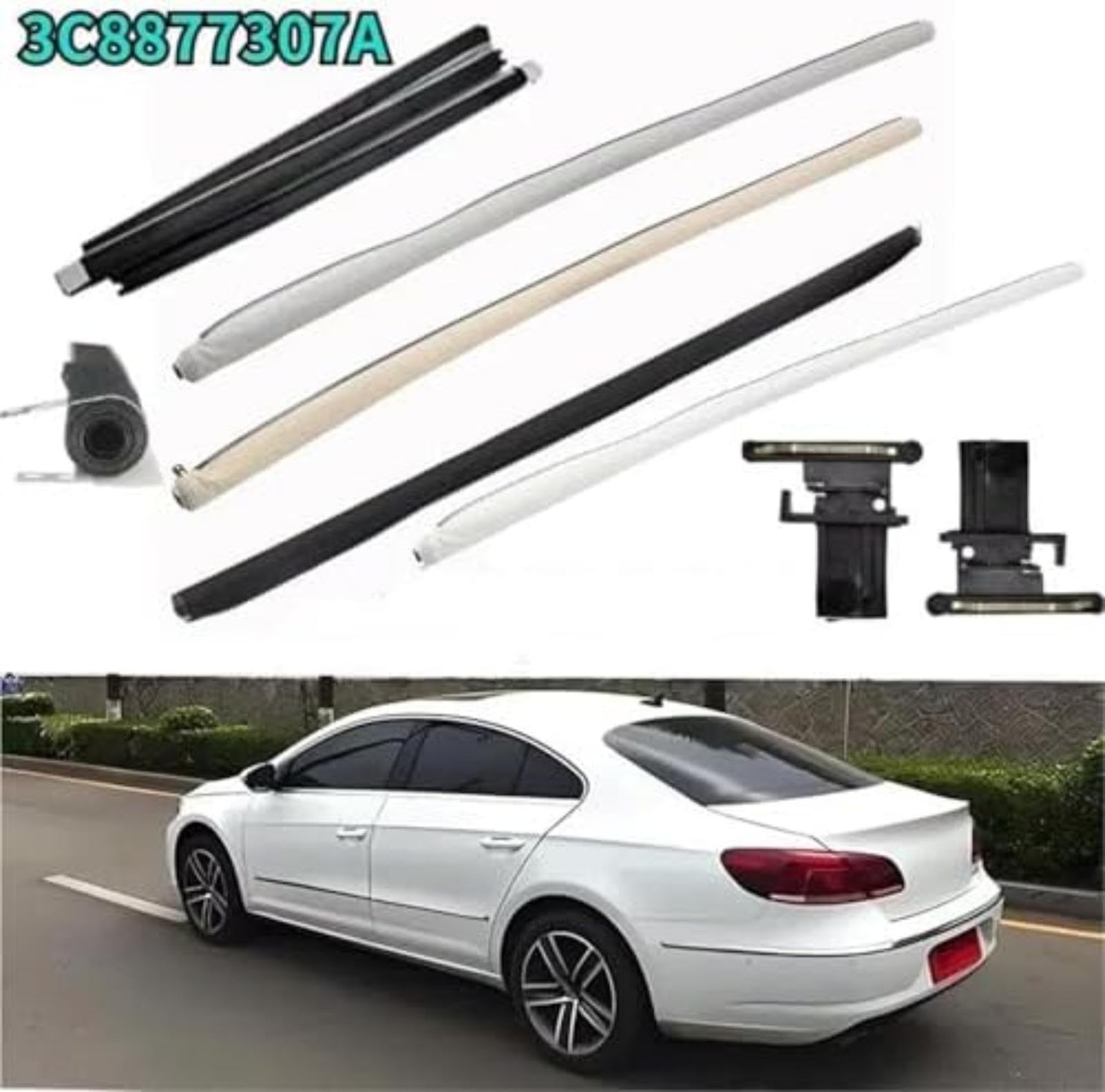Car Sun Visor 3C8877307A Sunshade Curtain, dla Vw for Cc 2012-2017, dla Passat 2009-2012 Skylight Shutter Sunroof Cover 3C8877307 Shield Car Sunroof Shade Blind (Beige (Beige And Tube)
