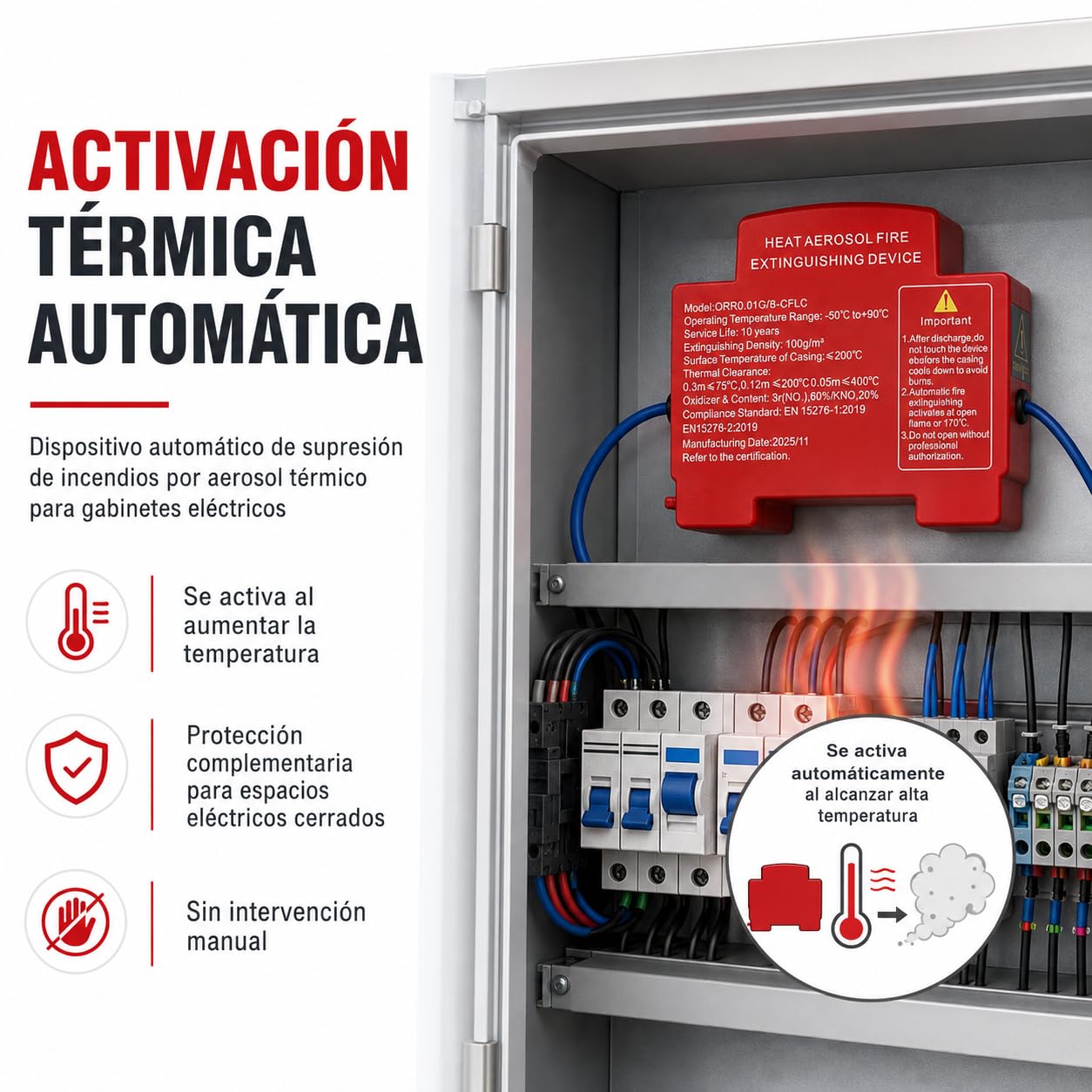 Extintor Automatico Cuadro, Hot Aerosol Cuadro Electrico，4 * Mezcla | Extintor Cuadro Electrico Carril DIN, Dispositivo AutomáTico de ExtincióN de Incendios por Aerosol para Panel EléCtrico