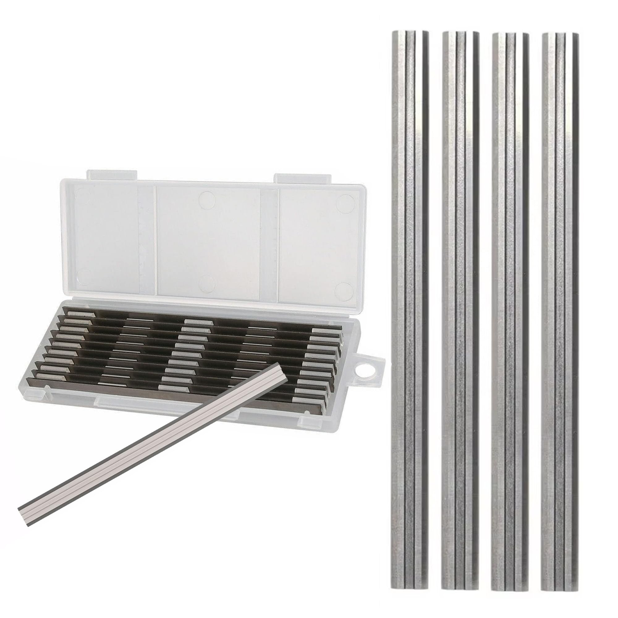 10PCS Reversible Planer Blades 82MM, Double-Sided HSS Electric Planer Blades with Smooth Cutting Edges & Precision Ground Suitable Replacement for Makita, DeWalt, Bosch, Hitachi, Trend, Black & Decker