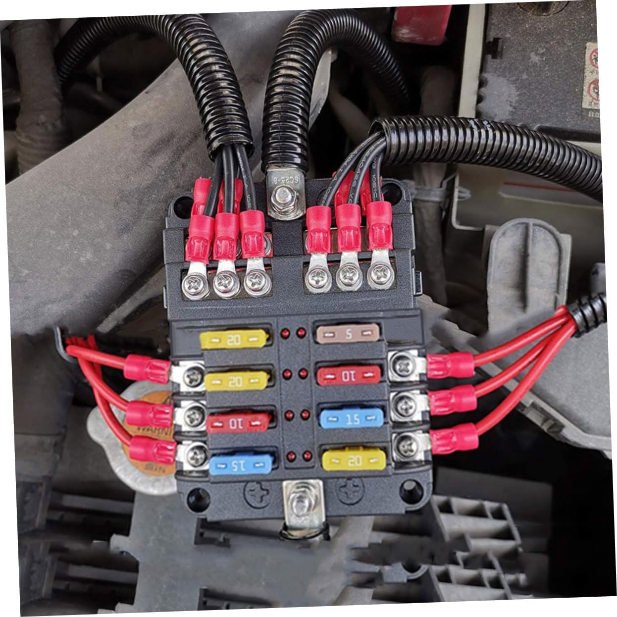 Zerodeko Ways Fuse Box with Negative Bus and Insulating Cover Durable Heat Resistant Flame Resistant for Automotive Rvs Boats More
