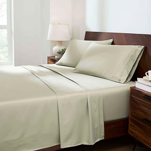 Miniatura 2 de Juego de cobijas de algodón egipcio de 1500 hilos tamaño California King, color sólido, Verdesalvia, King