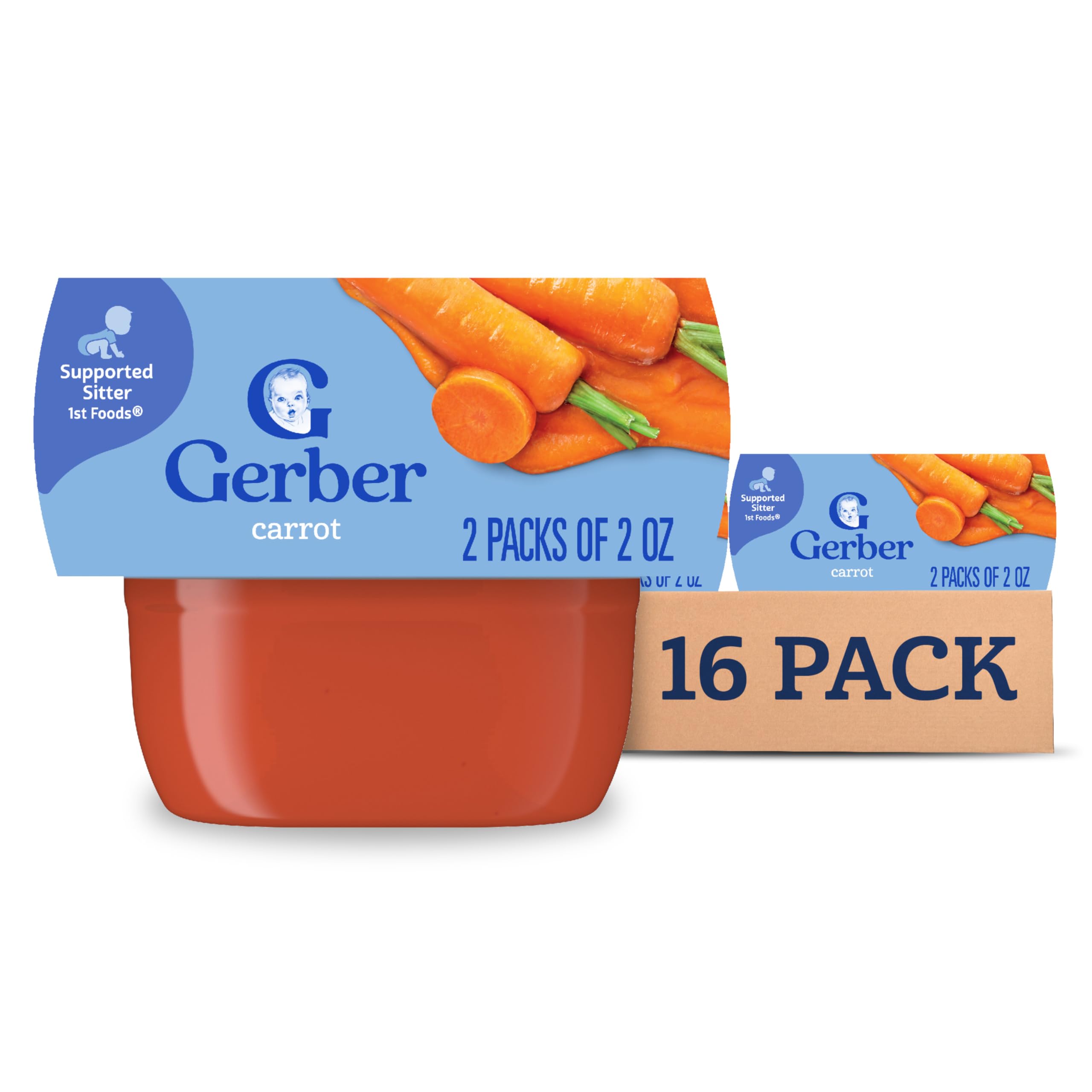1st Foods, Carrot Pureed Baby Food, 2 Packs of 2 Oz (Pack of 8)