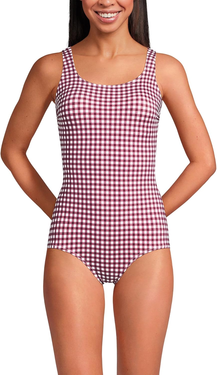 Lands' End Women's Chlorine Resistant Soft Cup Tugless Sporty One Piece Swimsuit