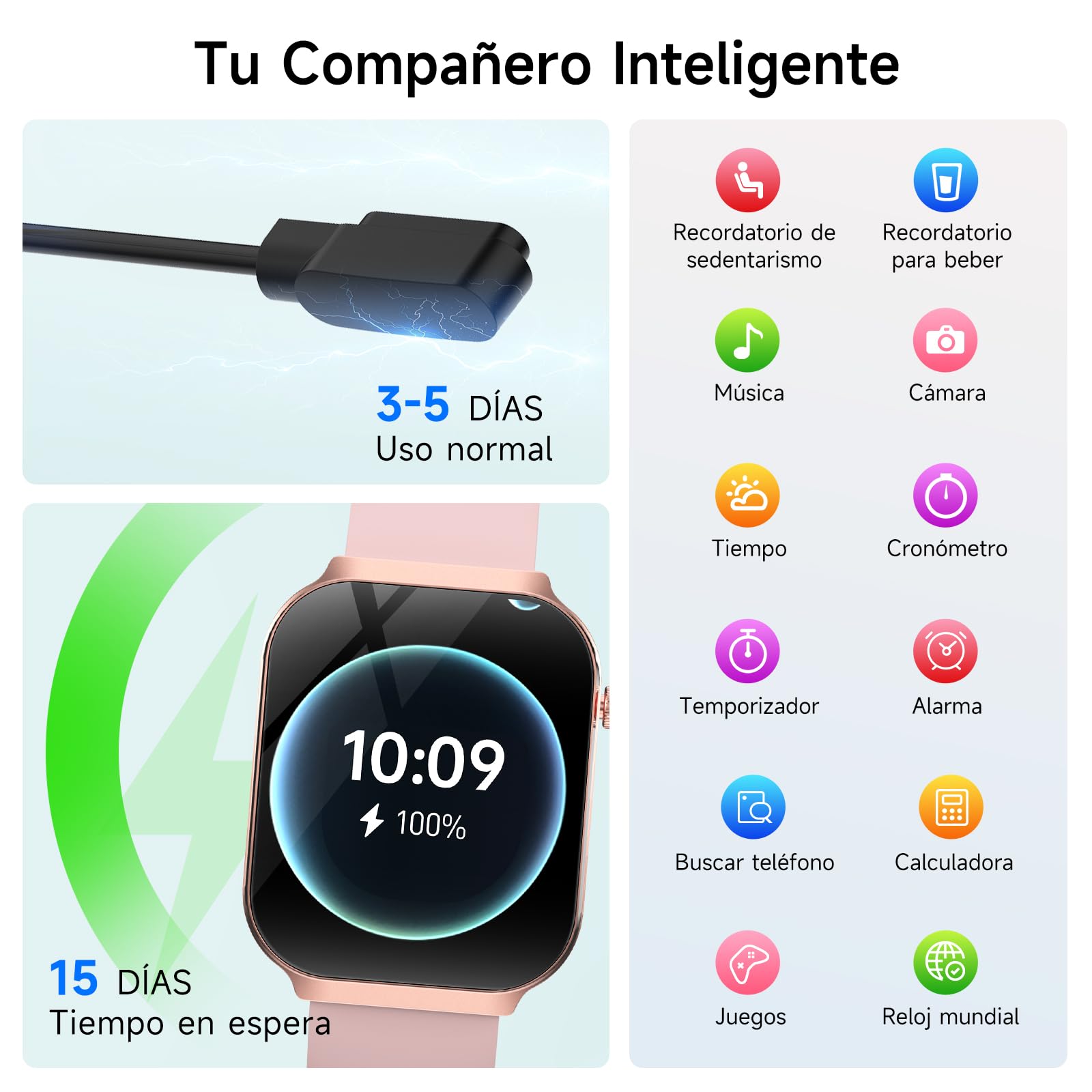 2026 ECG+HRV Reloj Inteligente Mujer con BMI/Tension Arterial/Microchequeo, 2.2'' Pantalla Curva 3D Ultragrande Smartwatch con 24H Pulsómetro, Temperatura Corporal, Sueño, iOS Android