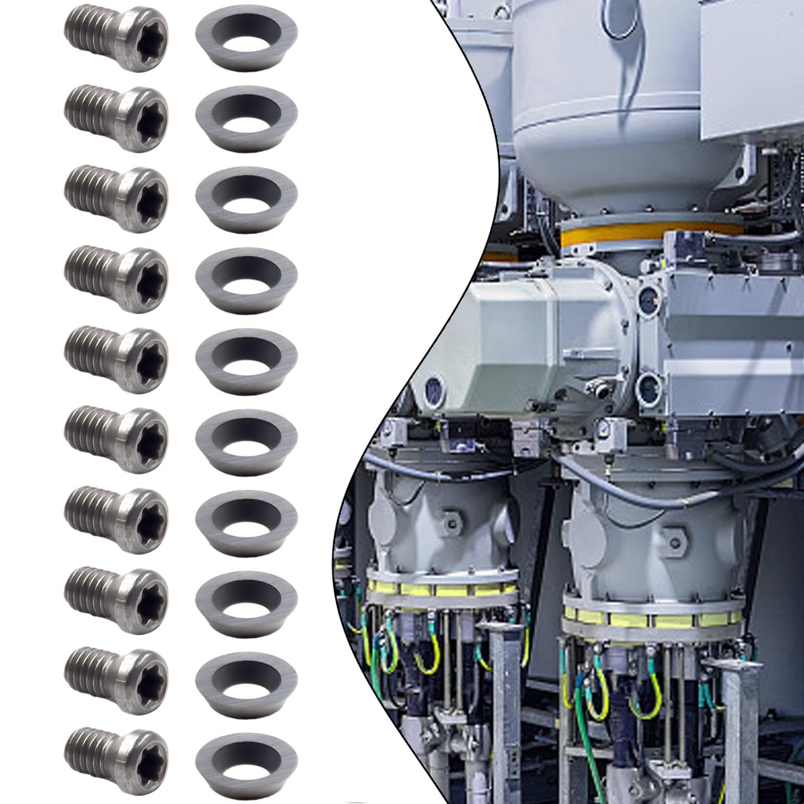 10Pcs Ci5 Round Carbide Inserts 8.9mm for DIY Wood Lathe Turning Tool, Indexable Replacement Cutters with Screws,High Strength Finishing Hollow Tool