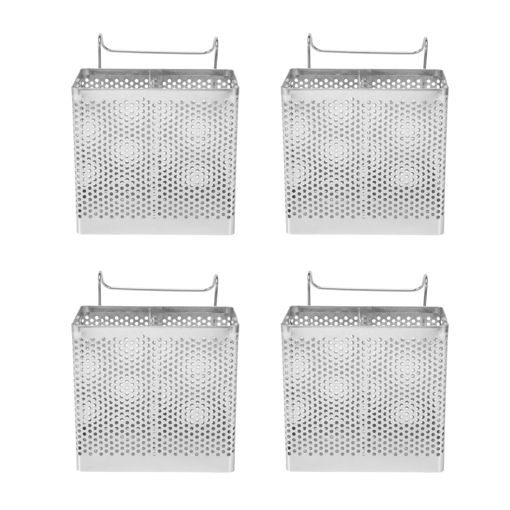 Hndhbfgrt 4X Stainless Steel Chopsticks Holder Hanging Cutlery Drying Basket Tableware Drainer with Hooks Kitchen Utensil(A)