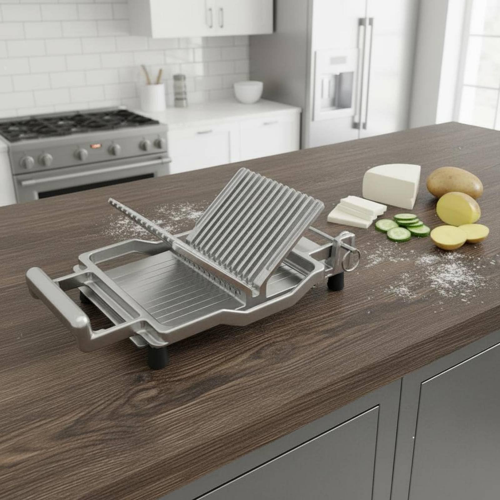 Käseschneider Käsehobel Schneidemesser Küchenhobel Gemüsehobel aus Edelstahl mit Aluminiumkörper für Glatte Scheiben Und, 10 Mm Klinge, Käseschneider B-Modell Mit Saugnäpfen