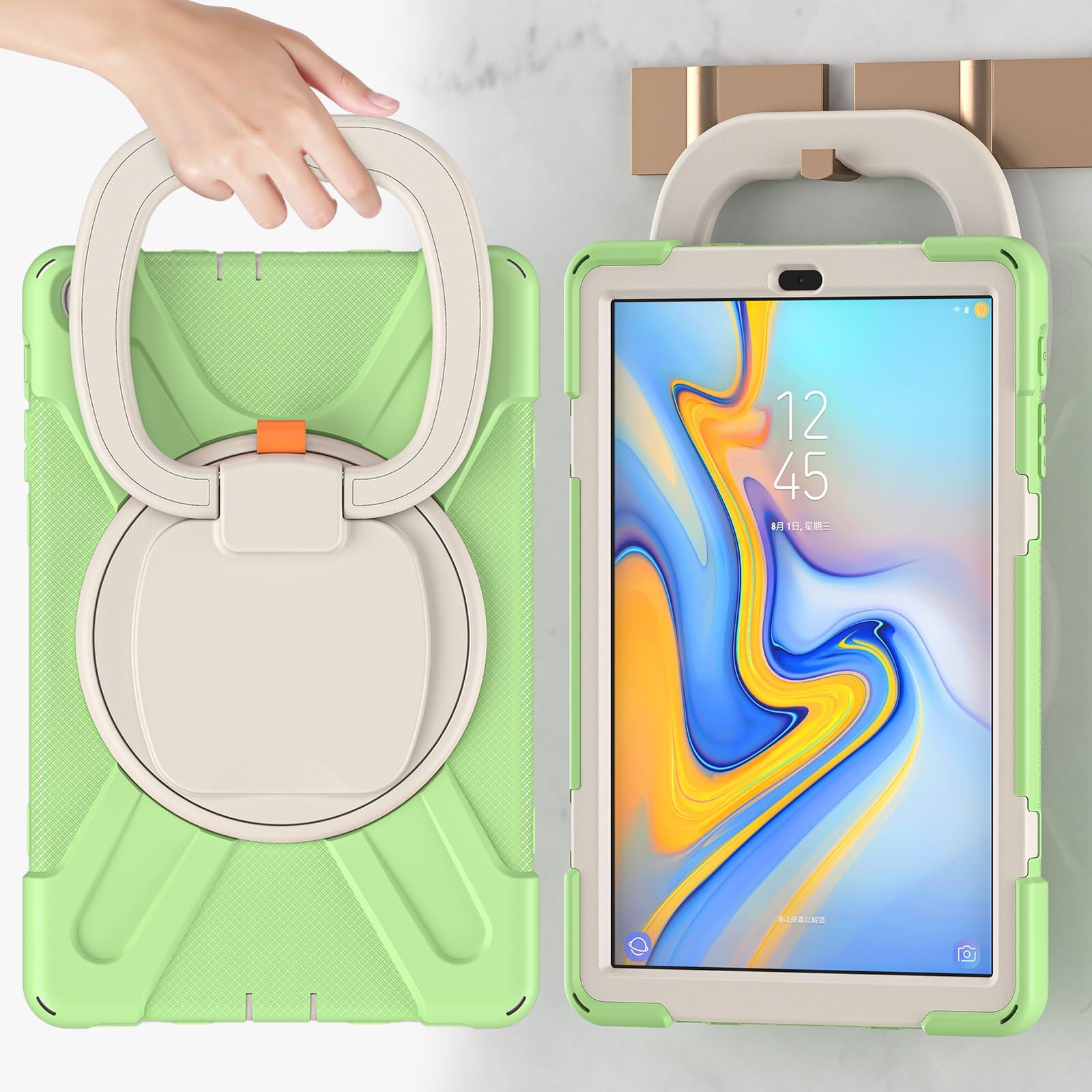 Protección de tabletas Compatible con Samsung Galaxy Tab A 10.1 Funda modelo 2019 (SM-T510/T515), cubierta resistente a prueba de golpes con soporte giratorio 360, correa de mano/hombro Compatible wit