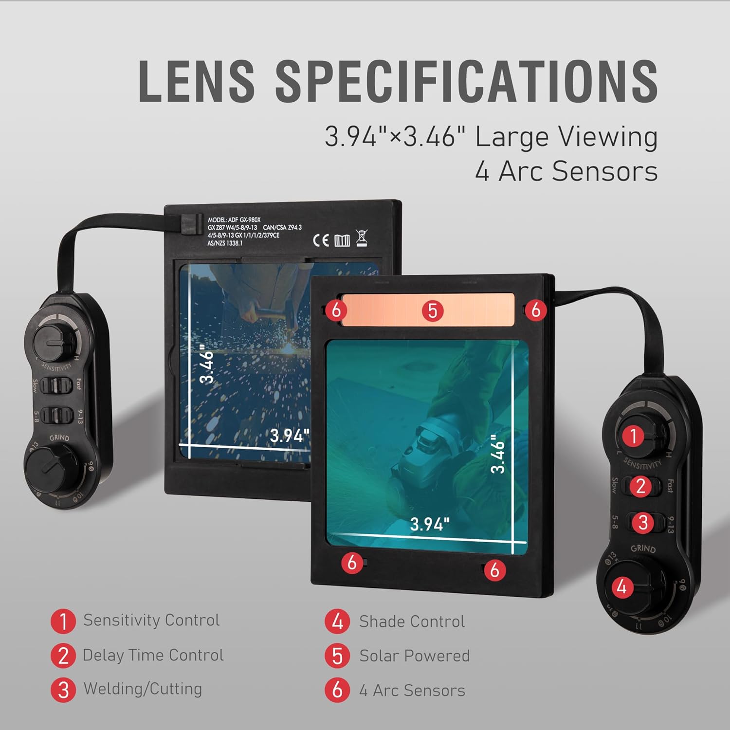 GEEOSTAR Welding Helmet Lens Specifications