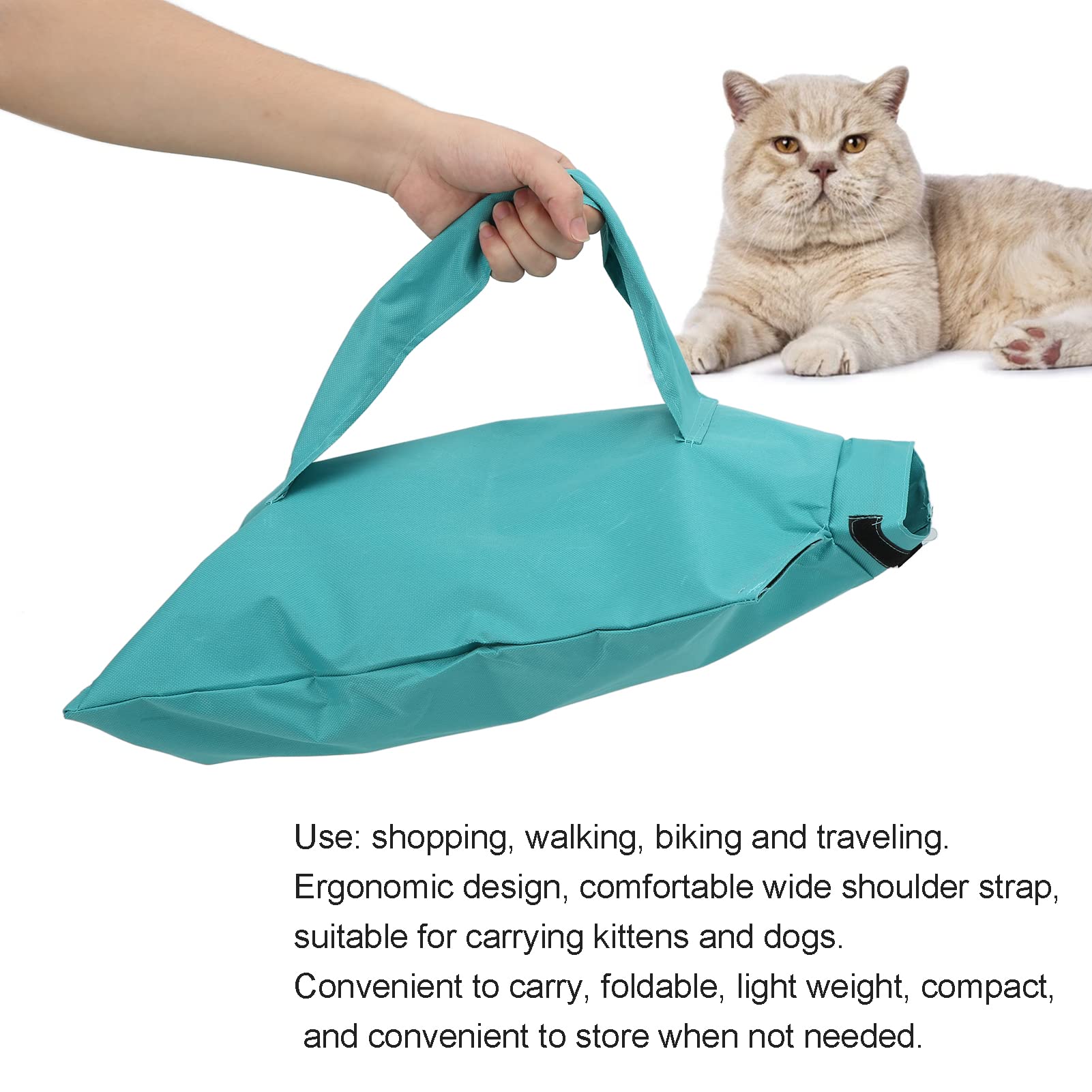 Cat Grooming Bag, Waterproof Foldable Cat Restraint Bag with Hook Cat Cleaning Grooming Bag for Bathing Nail Trimming(blue)