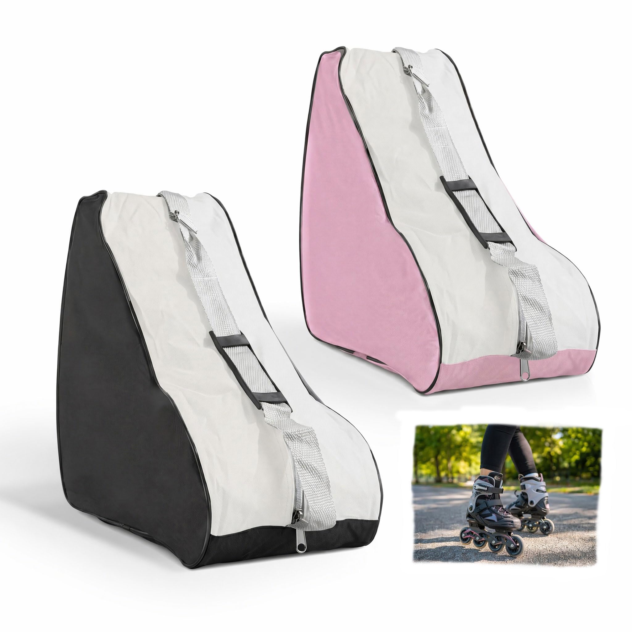 XIAOjnHONG 2 PCS Roller Skate Bag Ice Skate Storage Bag Adjustable