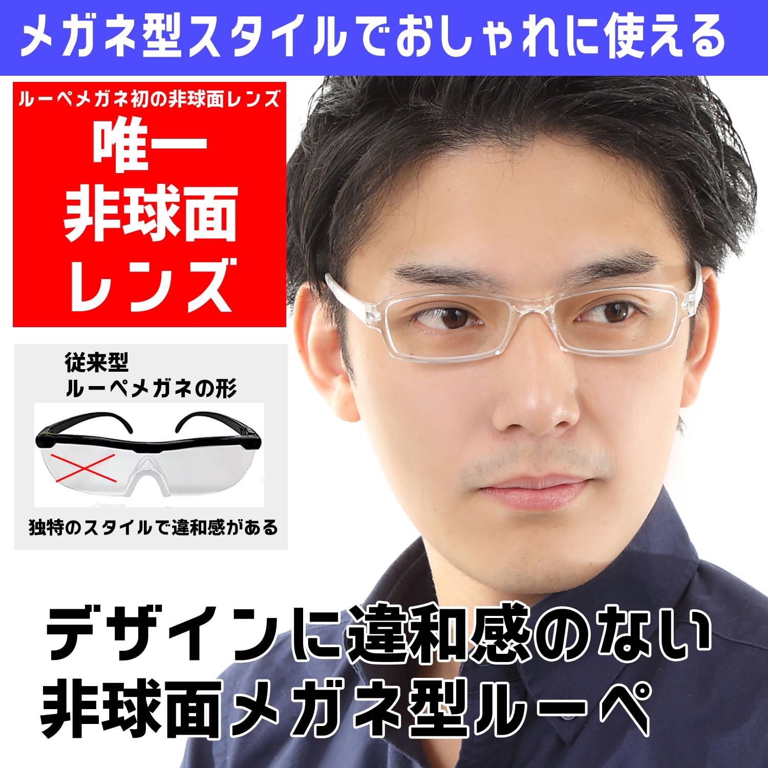 Amazon.co.jp: 【非球面レンズ】拡大鏡 ルーペ 1.6倍(＋2.5相当)ブルー