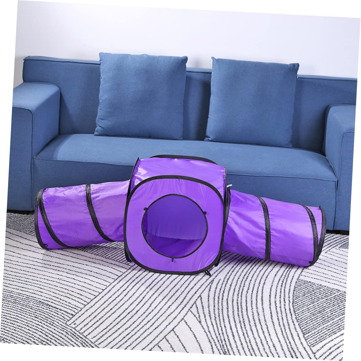 FOMIYES DREI Stück Faltbares Katzenröhre Spielzeugset für Kätzchen und Katze Portable Tunnelröhre mit Knisterpapier Polyester und Stahl Draht Violett