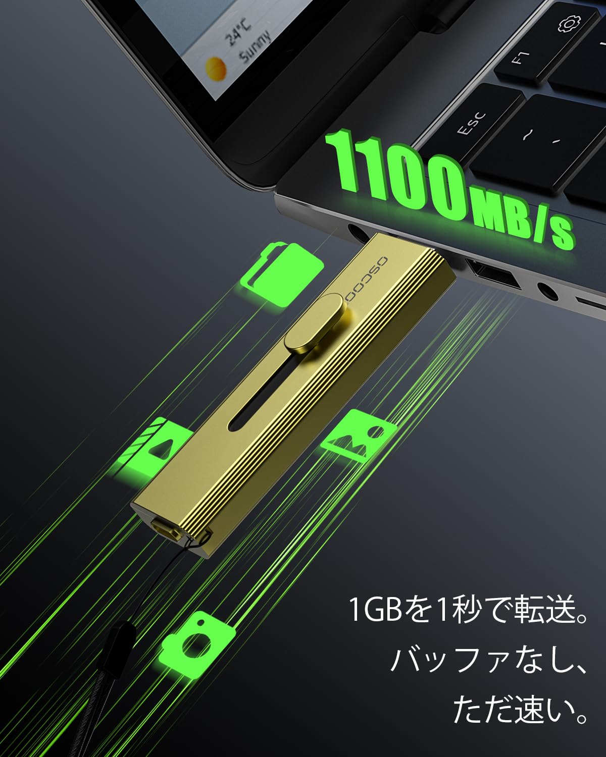 Amazon | OSCOO 1TB 外付けSSD タイプC – 最大1000MB/s、の4K 60fps