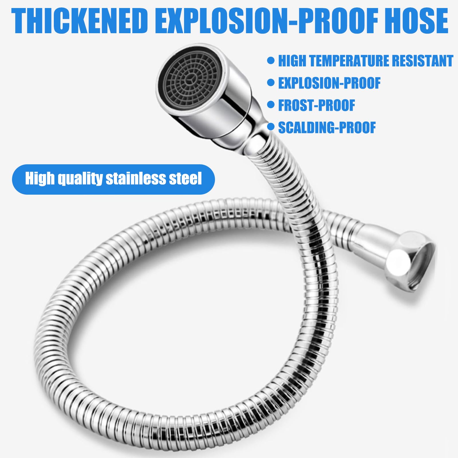 Extensor Grifo, Extensión de Grifo Cocina 30 cm Inoxidable, Extensor de Tap Giratorio de 720° Grados, Con Adaptador de Rosca de Transferencia y Junta Antifugas, para Baños y Cocinas