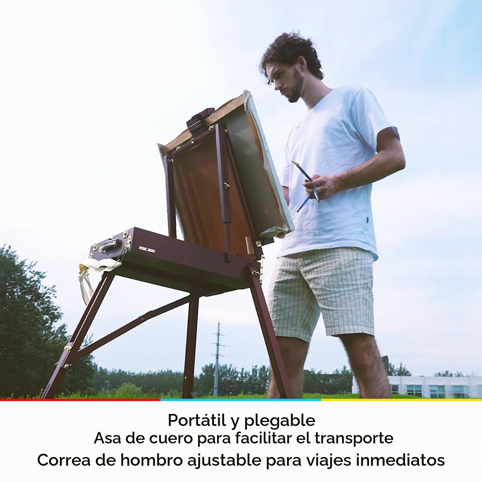 MEEDEN Caballete Francés: Caballete Plein Air, Caballete de Arte para Adultos, Caballete de Viaje, Caballete de Artista Portátil para Pintura al Aire Libre