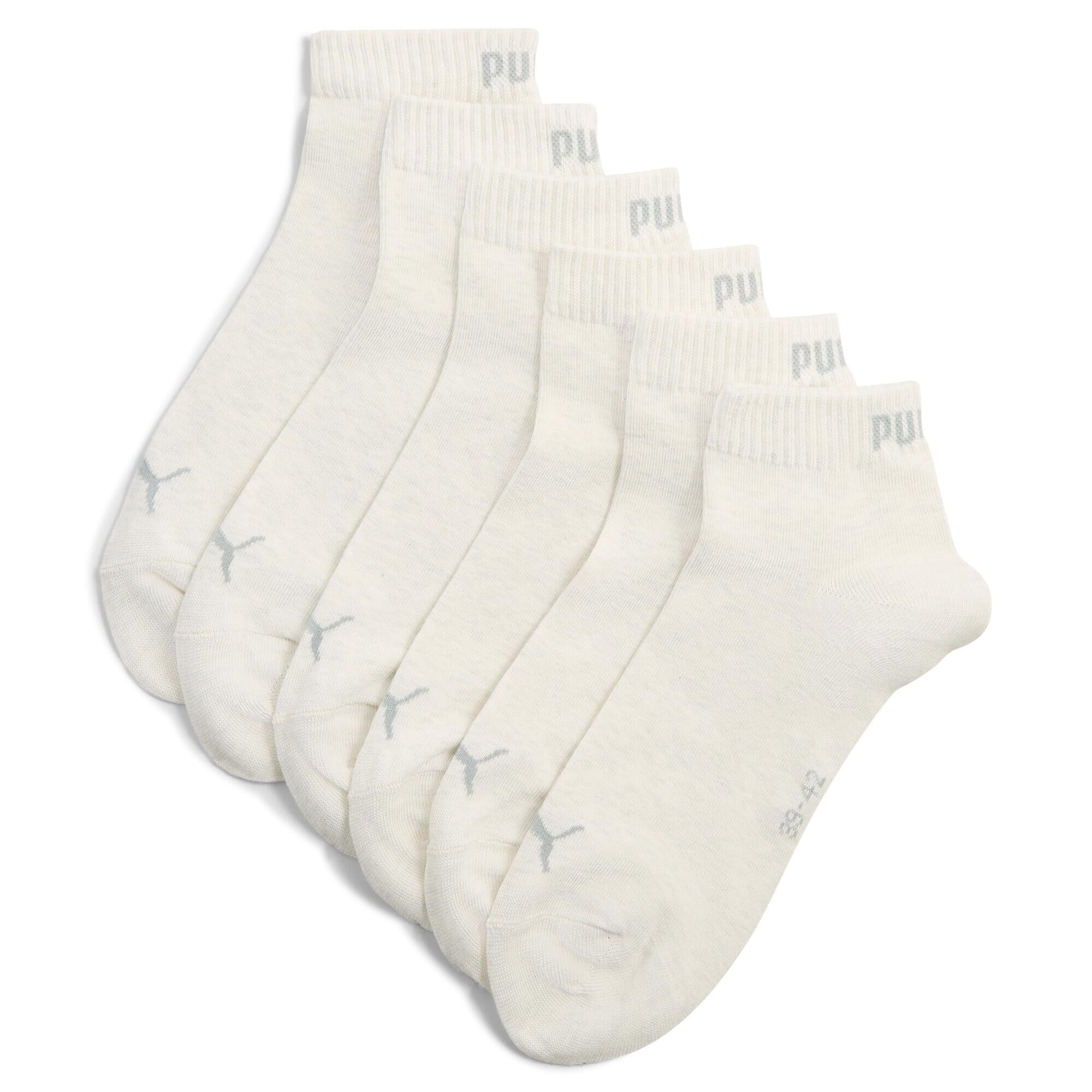 PUMA Unisex Plain Recycled Cotton Quarter Sock, Oatmeal, 6-8 UK