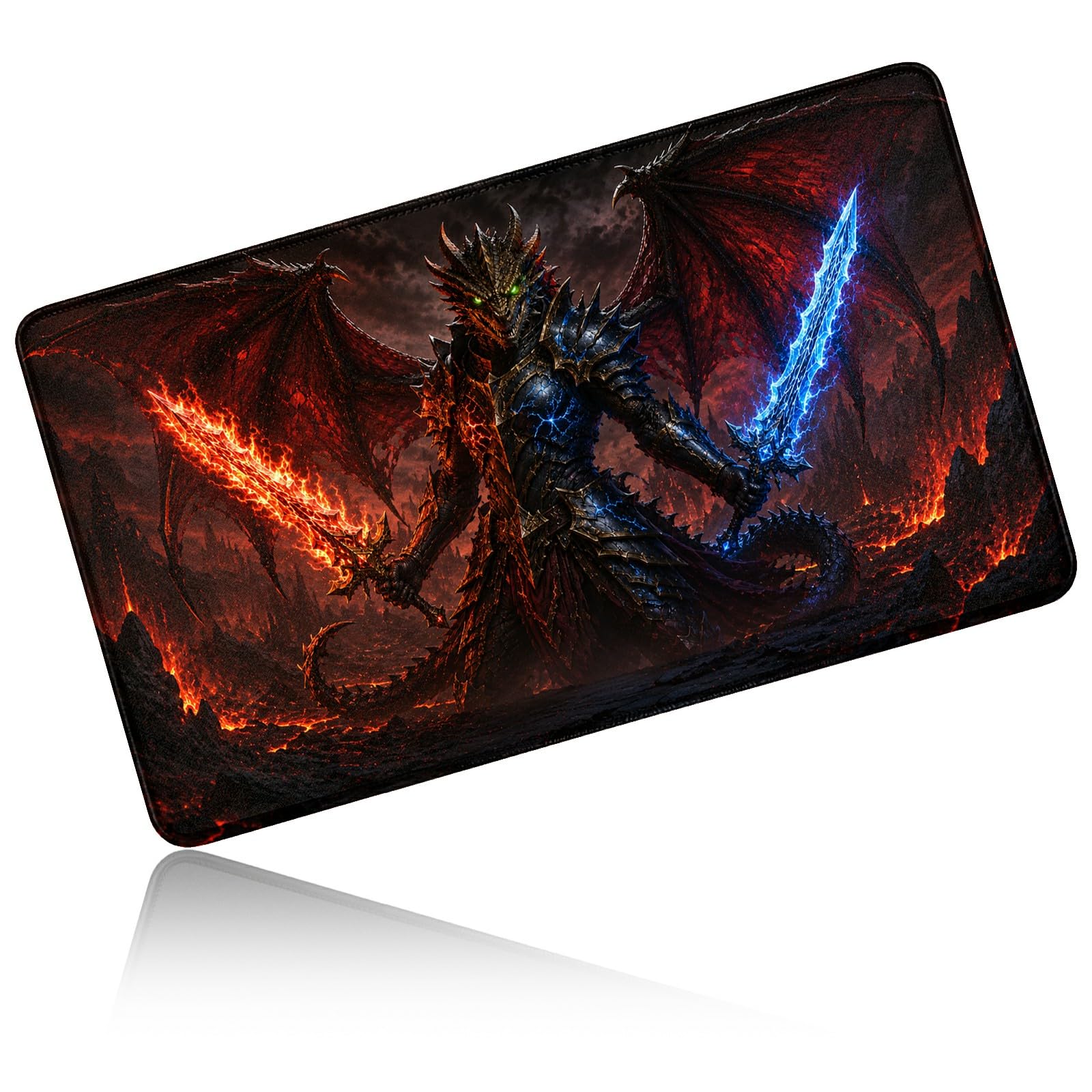 Dikoer for MTG/TCG Playmat 24" x 14" Commander Deck Mat, Ice Fire Dragon โ image 1