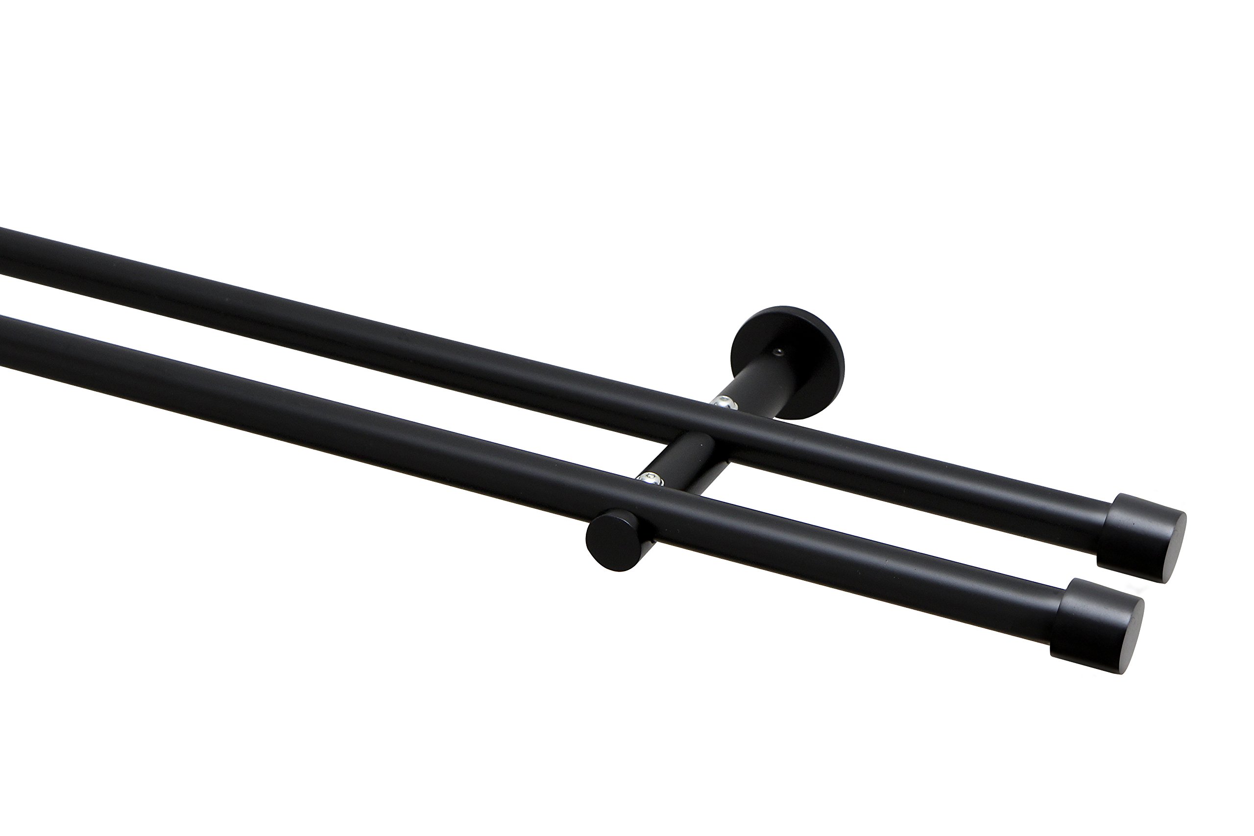 Garduna 200cm Gardinenstange Ø 16mm "Cap" modern, 2-lauf, schwarz (ohne Ringe)