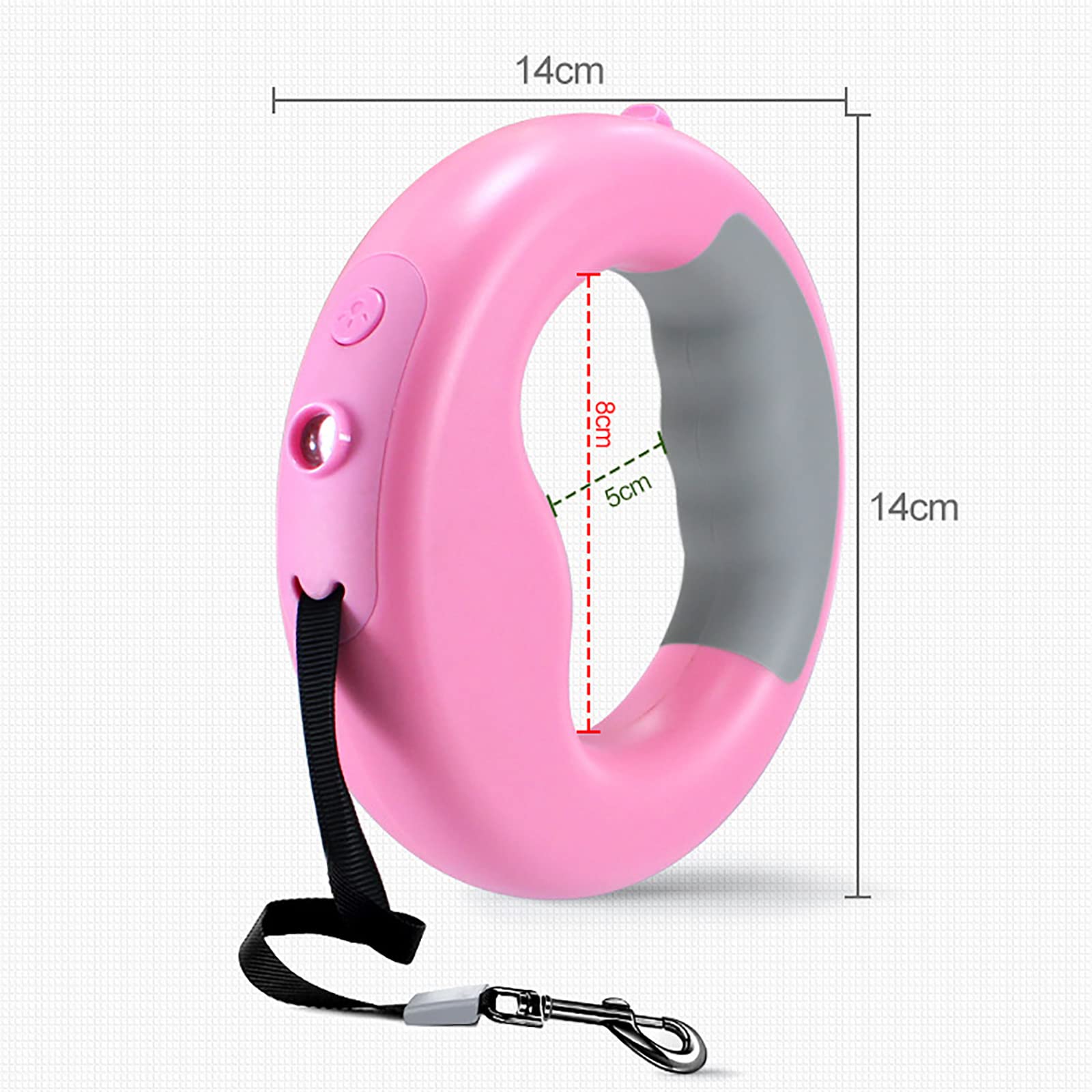 Correa para perros retráctil, correa para perros extensible de 3 m con linterna LED, freno y bloqueo de un botón, correa para perros extensible, rosa, 3 m/9,8 pies