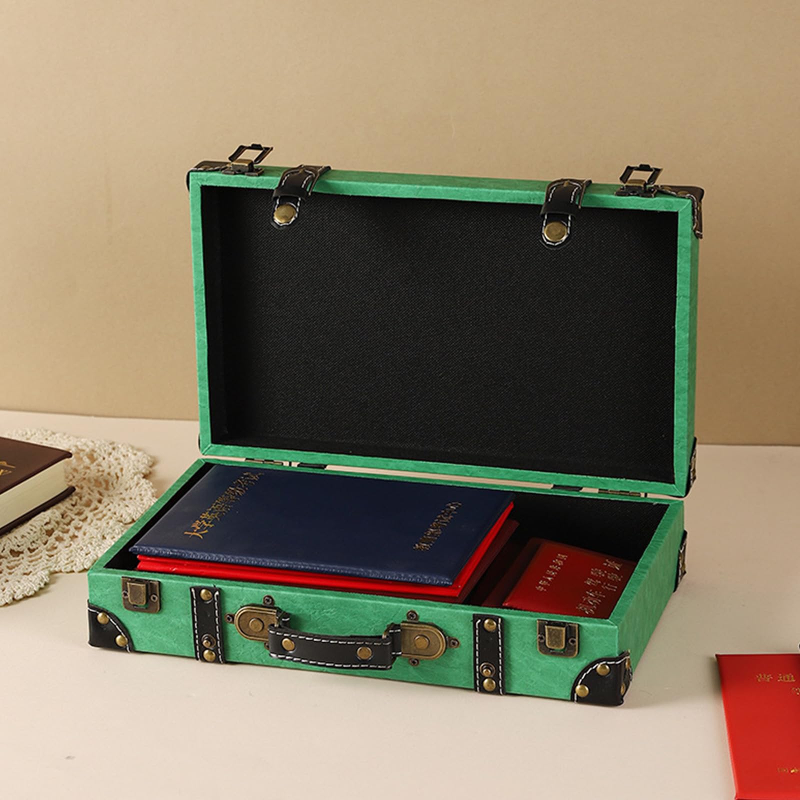 Modne antyczne style skórzane etui do przechowywania akcesoria domowe do biżuterii i małych przedmiotów z dekoracyjnym wyglądem retro ozdobne pudełko