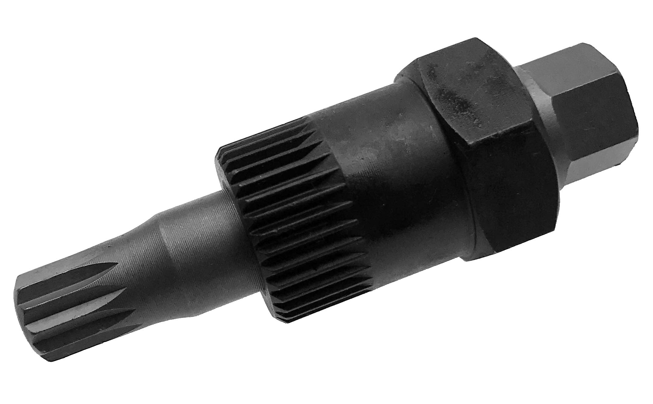 Alkan Douille M10 extra courte (multi-dents, pour profil XZN) avec insert adaptateur avec écrou à 33 dents, outil de montage, embout de démontage pour poulie de courroie à roue libre d'alternateur