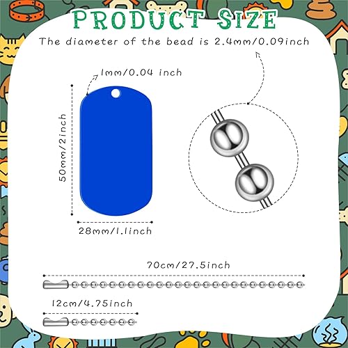 Miniatura 2 de Yinkin 200 piezas de etiquetas de perro militares personalizadas, incluyendo 100 piezas de etiquetas de perro en blanco de aluminio para grabar, 100
