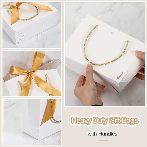 Miniatura 3 de Eaasty Paquete de 50 bolsas de regalo con asas bolsas de regalo de boda bolsas de regalo de papel blanco bolsas de regalo de agradecimiento con