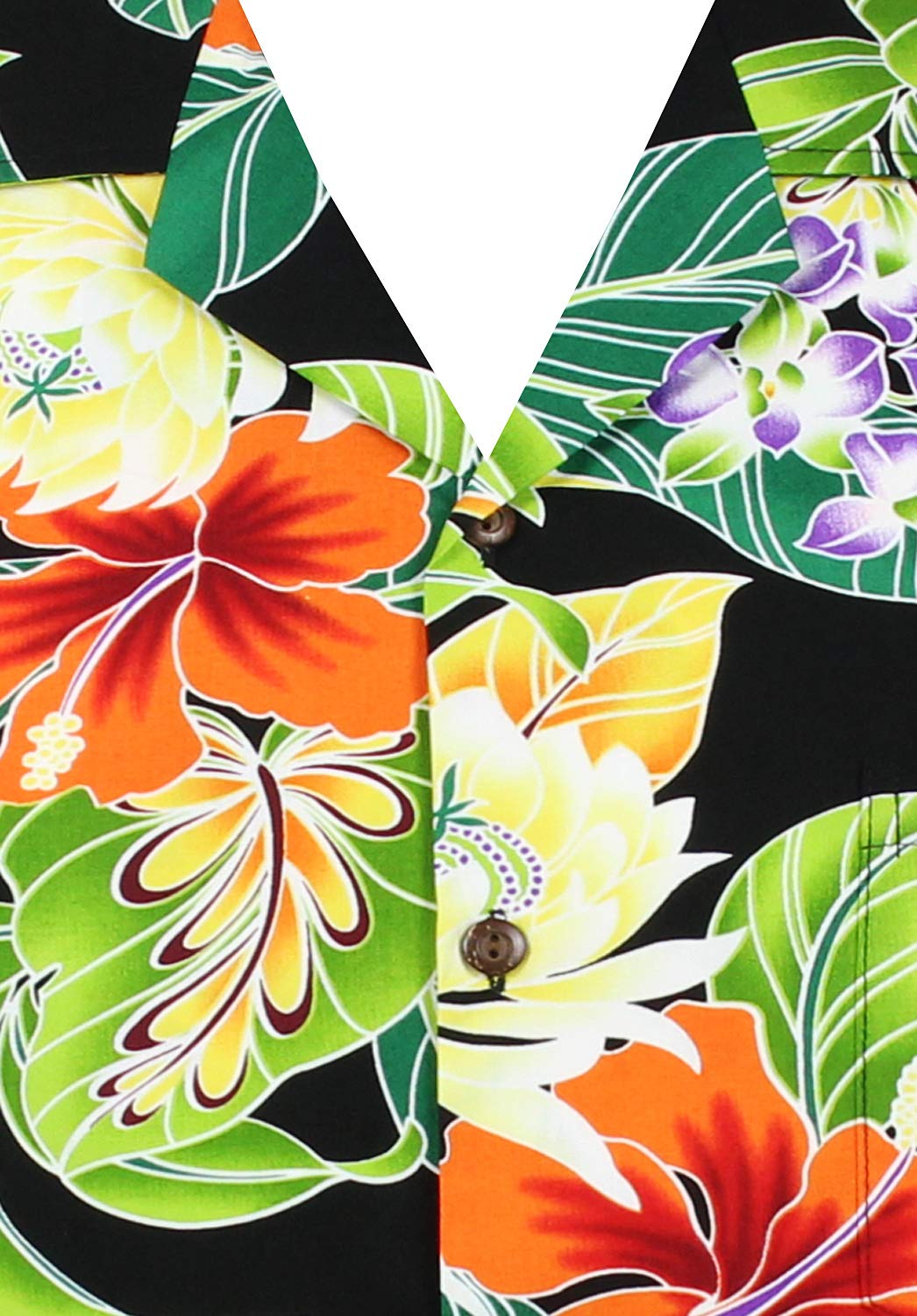 P.L.A. Original Camicia Hawaiana, New Flower, nero 4XL
