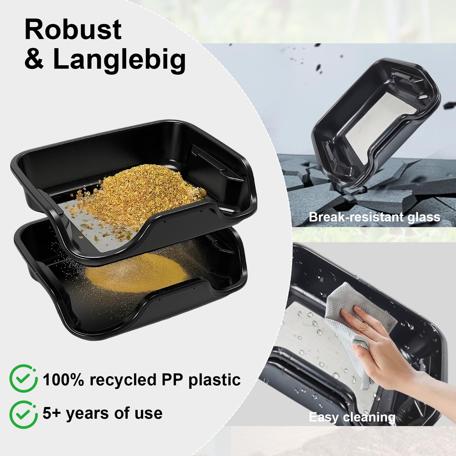 Kit Trim Bin Pro, Tamis à Pollen de 150 microns avec 2 Ciseaux et Une Brosse, loupe, Plateau de tri Ergonomique, bac de tri, Plateau de tri pour Pollen et Herbes
