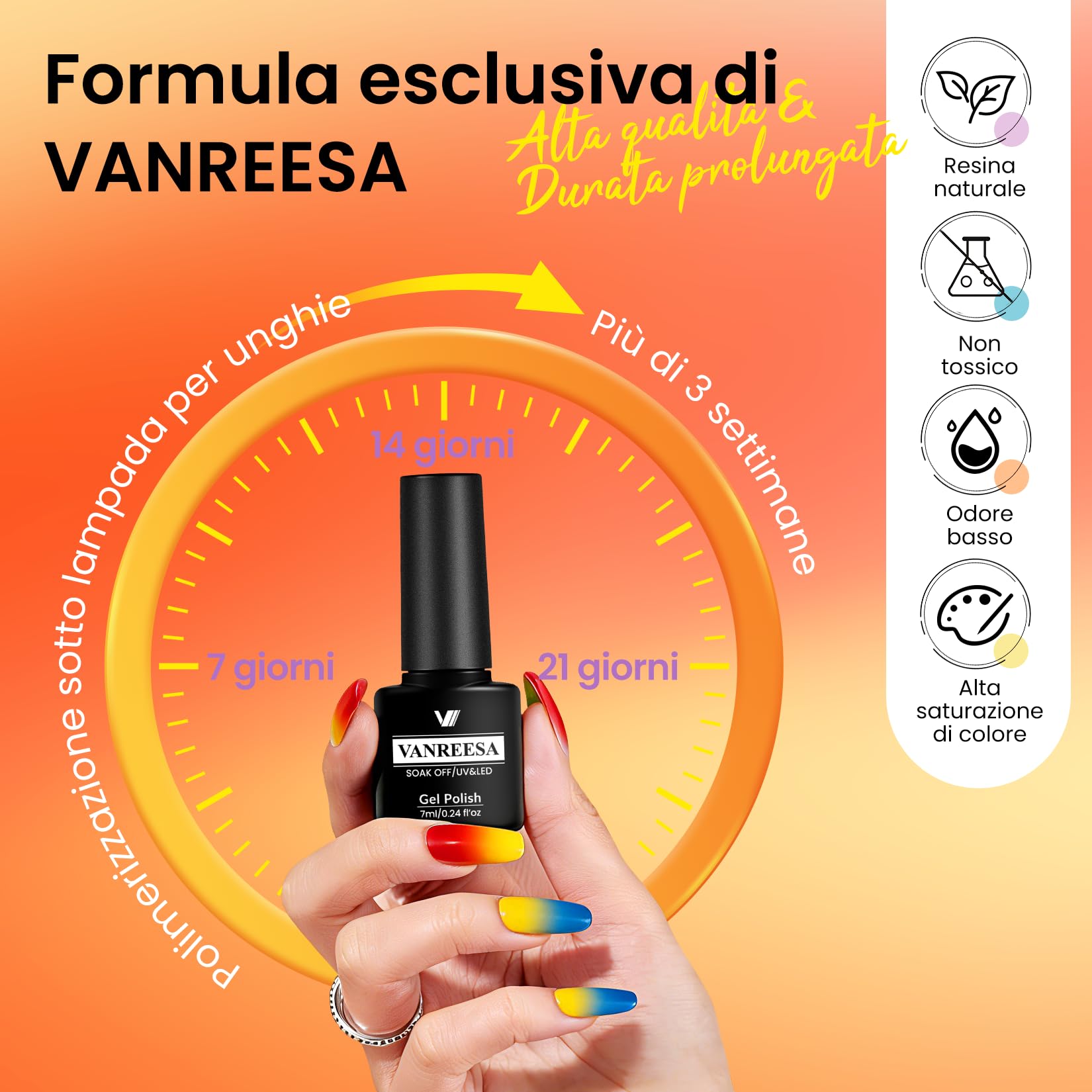 VANREESA 55 Colori Smalto Semipermanente Unghie, 60 PCS Kit Semipermanente Unghie con 1 Base e 4 Top Coat Smalti Semipermanenti per Unghie Rosso Blu Rosa, Kit Unghie Gel Completo Regalo per Donne