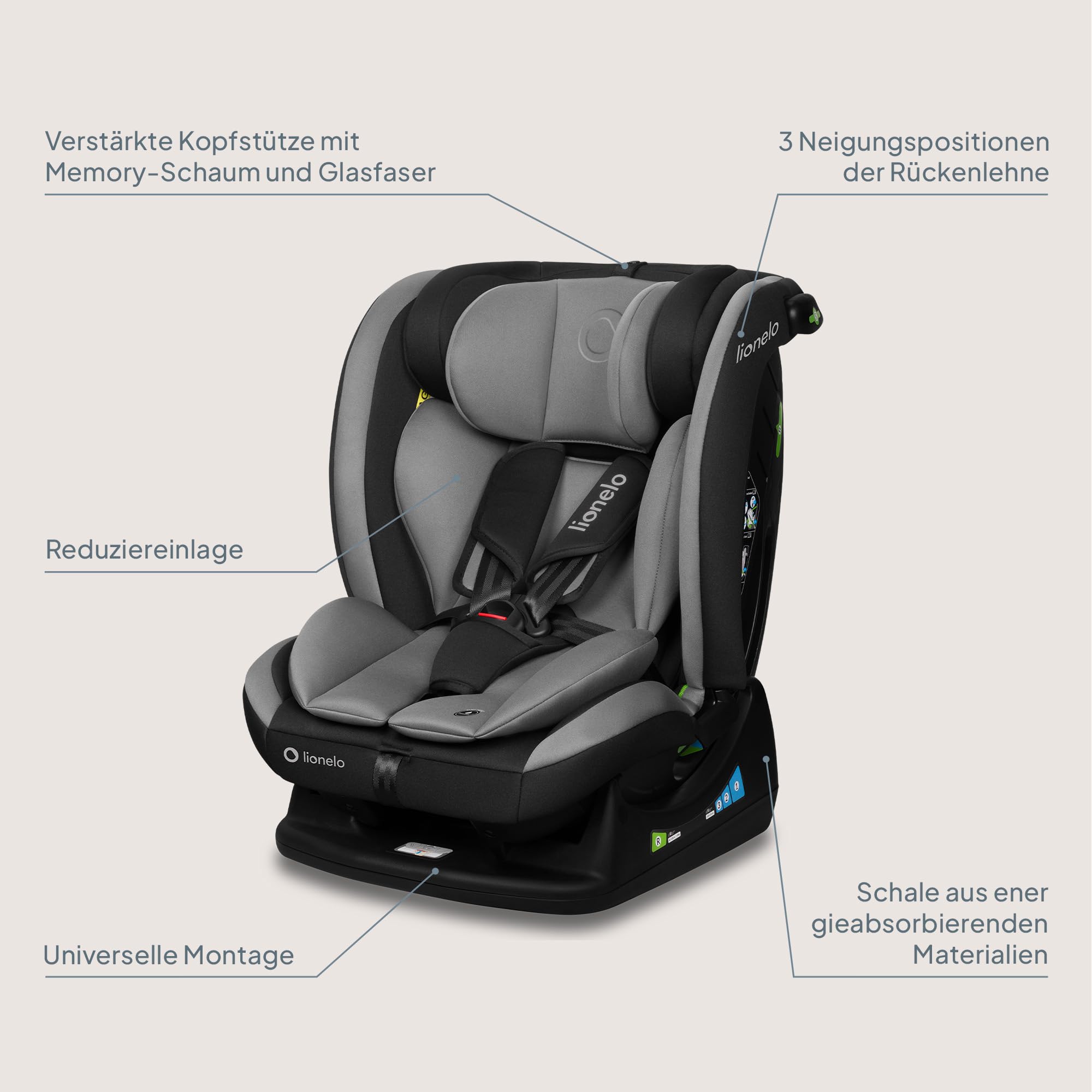 LIONELO AART I-SIZE Autositz für Kleinkinder 40-150 cm, R129 i-Size Standard