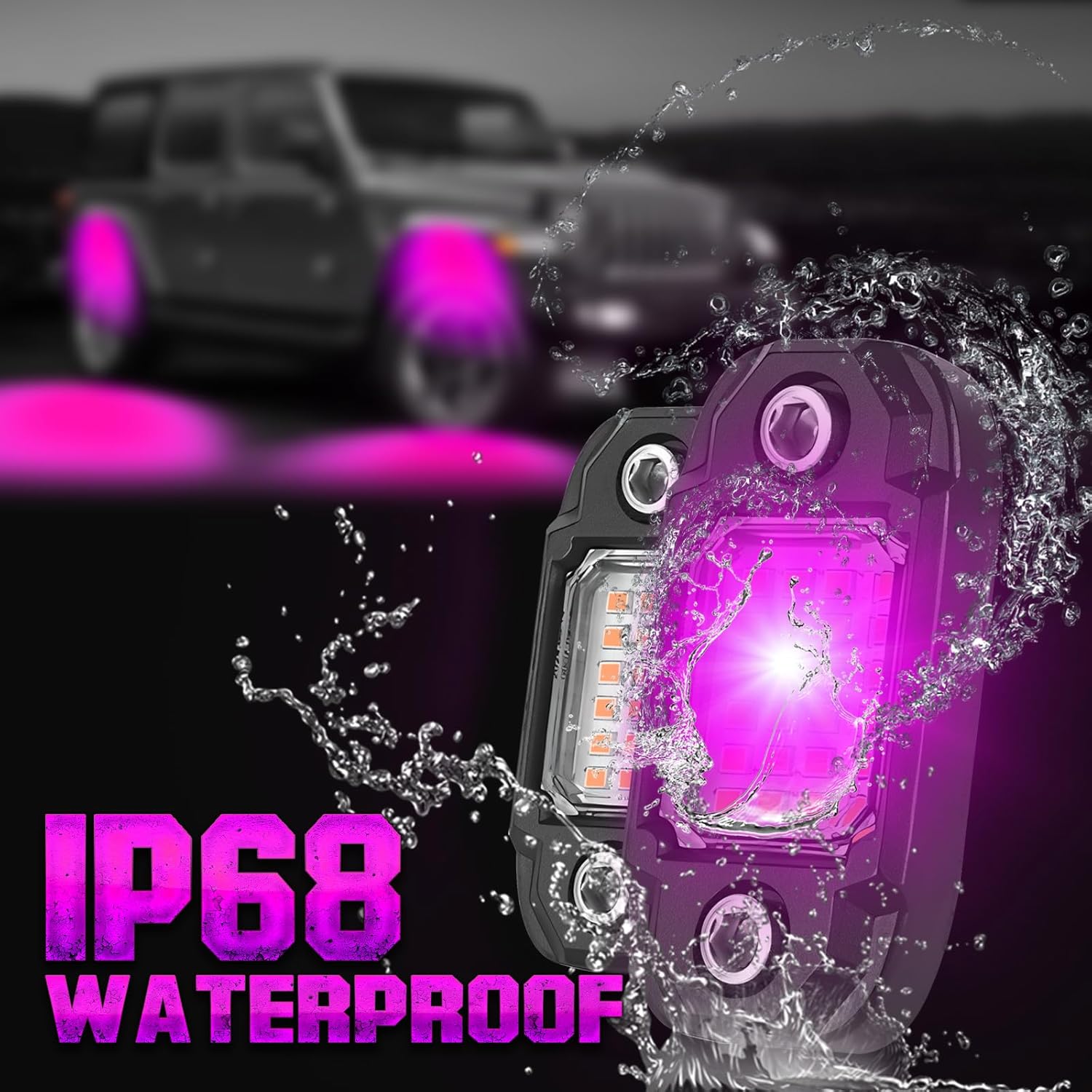 12Pods LED Rock Lights Purple 24led Chips Waterproof Neon Underglow Lighting Kit for Trucks SUV ATV Car