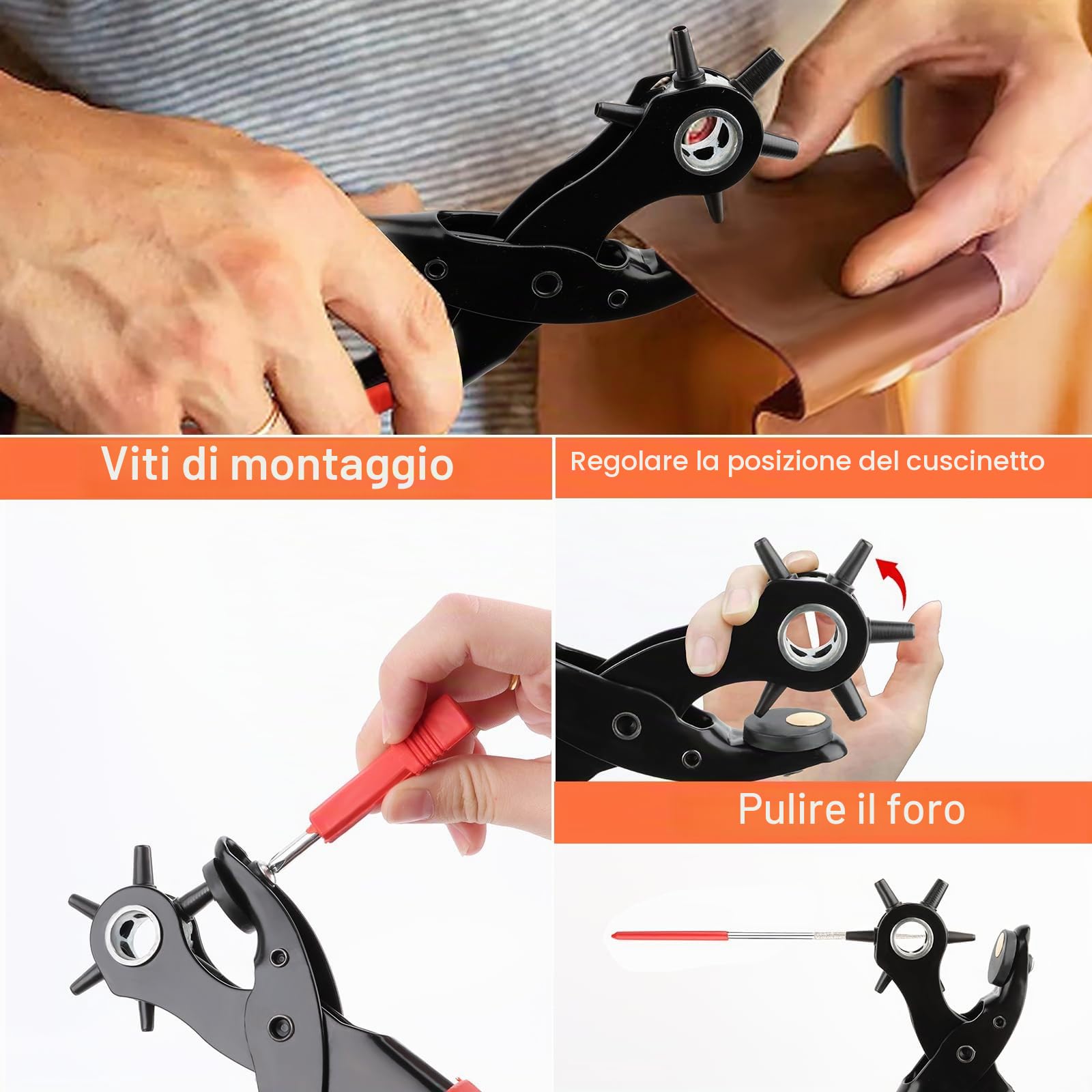 Dispositivo Foro Cintura Pinza Perforatrice Pinza Foro Cintura Pelle Punzone Pelle Punzone Rotondo Progetti Fai Da Te Artigianato | 2-4.5 mm